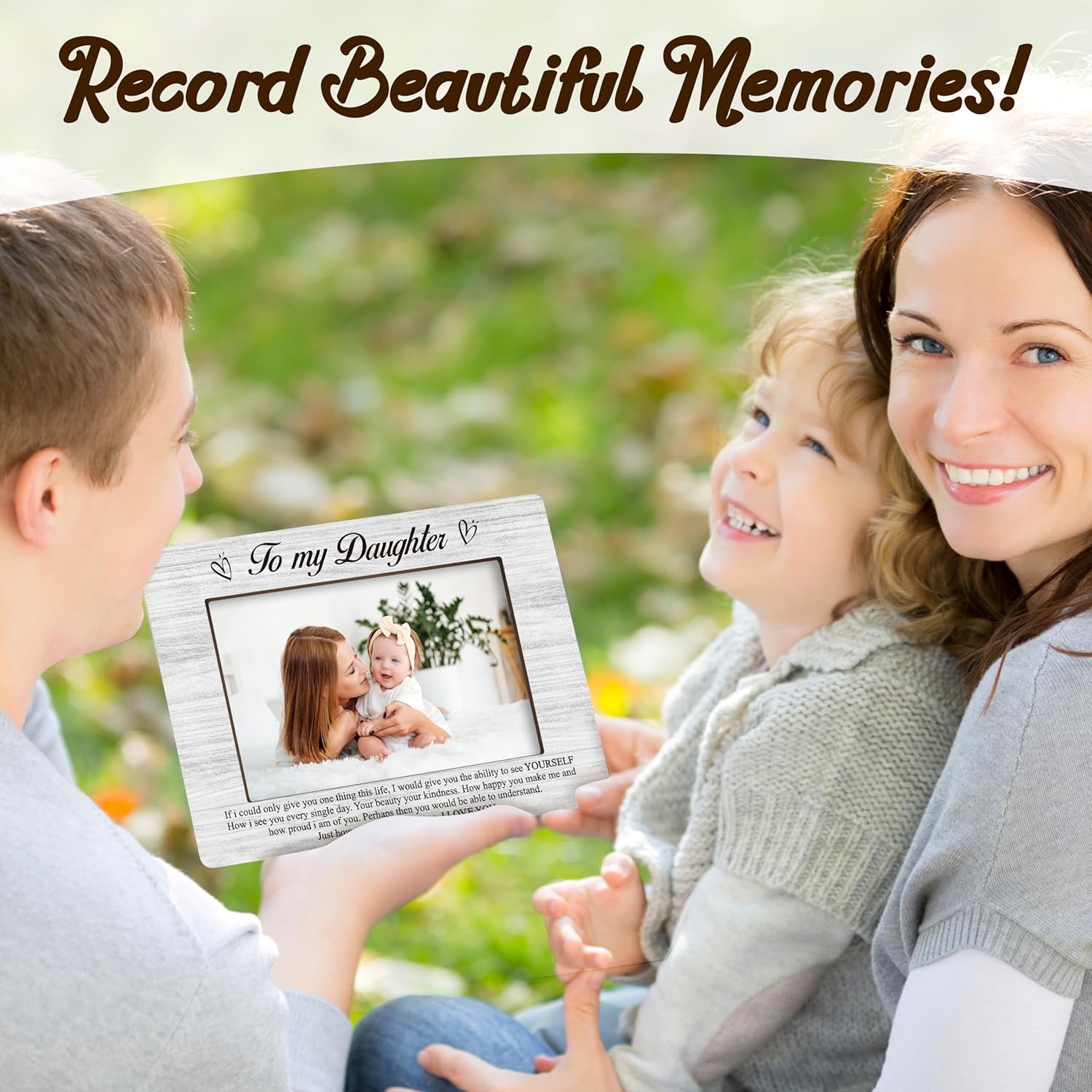 Daughter Photo Frame, To My Daughter Wooden Tabletop Picture Frame With Stand, Best Daughter Gifts From Mom, Bridal Shower Gifts, Daughter Gifts For Birthday Christmas Wedding Graduation -A56 - Image 3