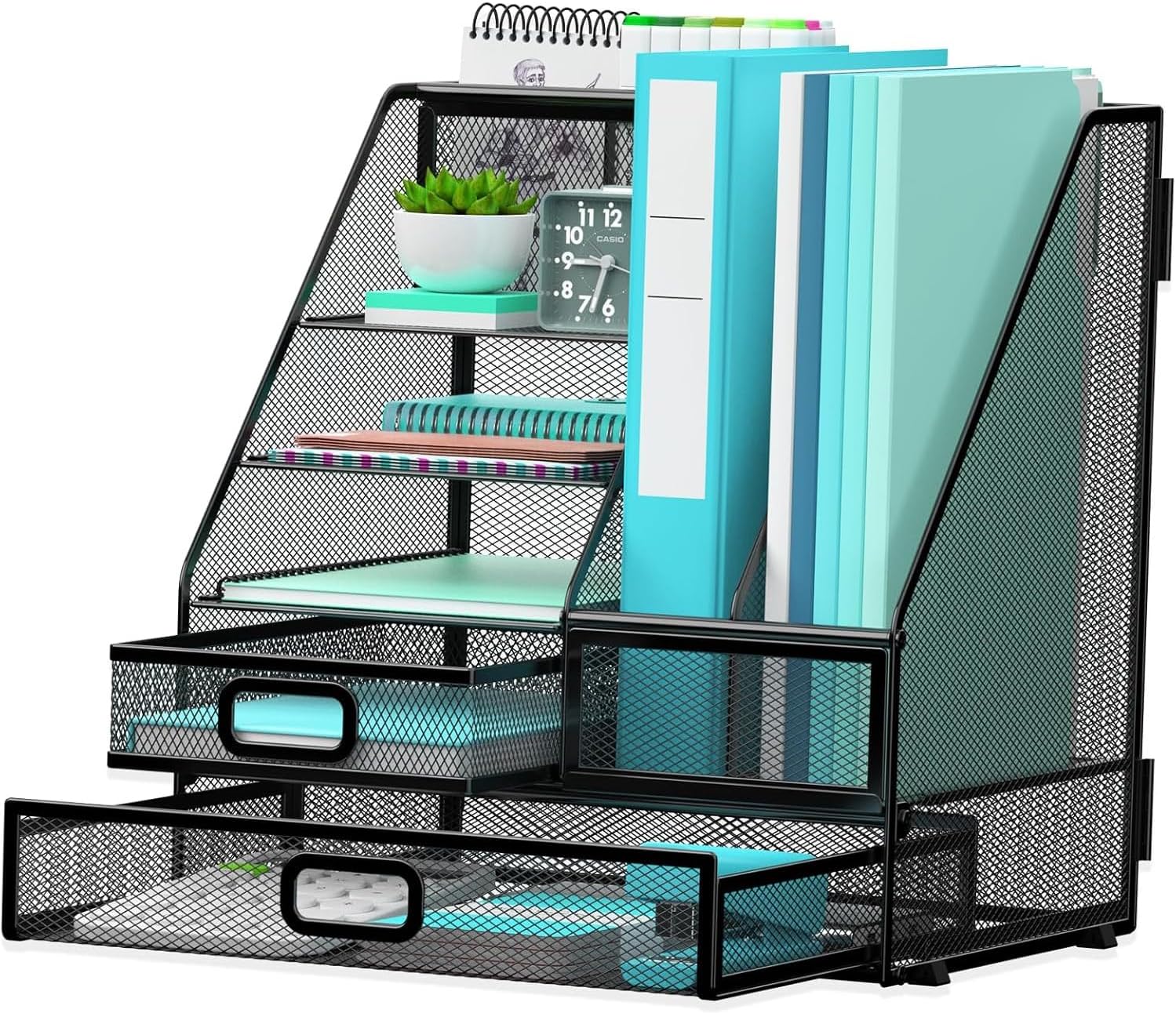 SHARKWOODS Desk Organizer with Drawer and File Holder