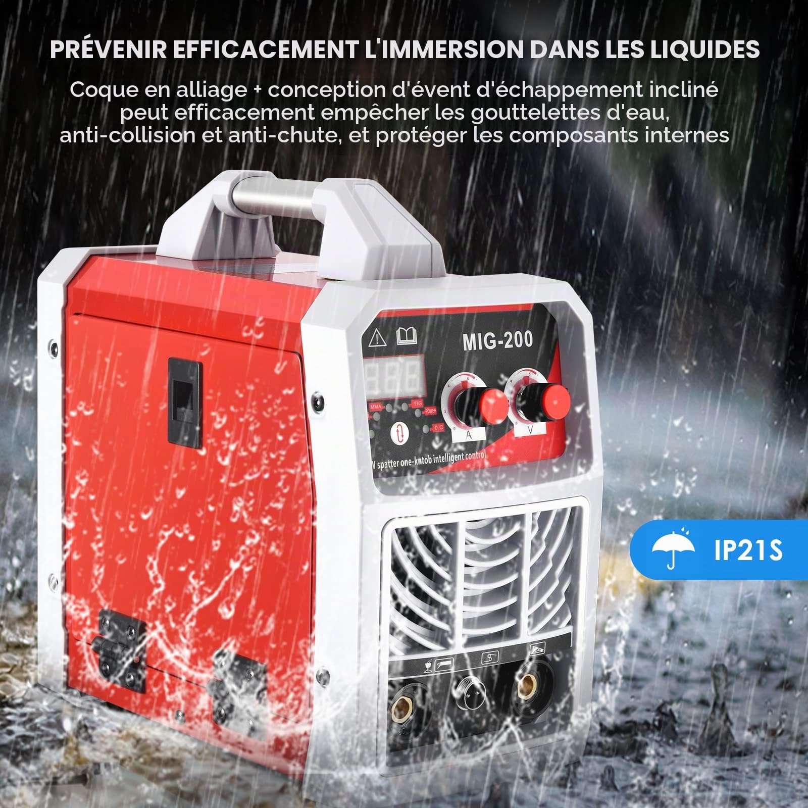 Aomdom Poste de soudage MIG/ARC/TIG 3 en 1, poste de soudage à onduleur IGBT 300A avec écran LCD, poste de soudage portable 220V pour usage professionnel et domestique