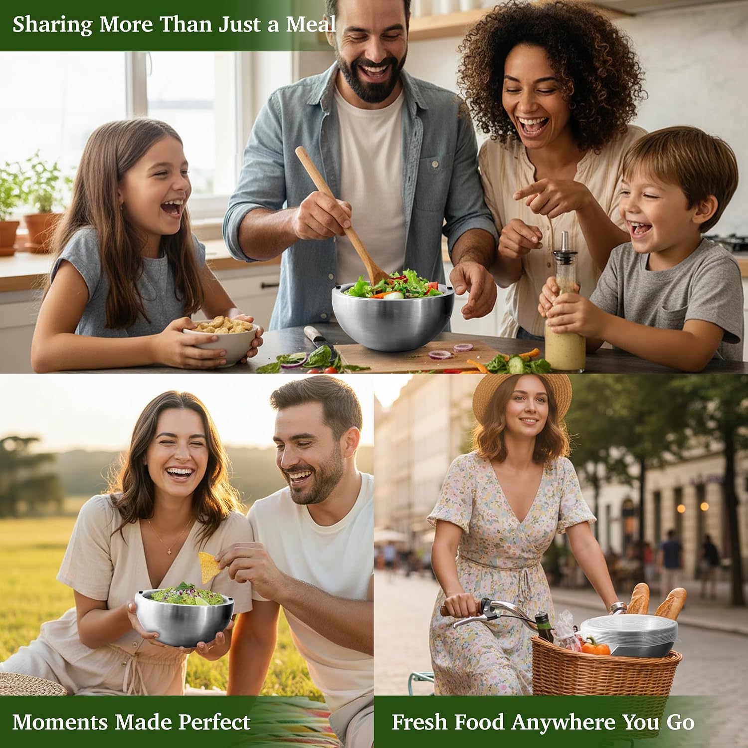 Aranka Dip Chiller Bowl with Lid, Stainless Steel 35 oz Double-Walled Insulated Serving Bowl for Keeping Food Hot or Cold, Perfect for Guacamole, Ice Cream, Salad & Soups