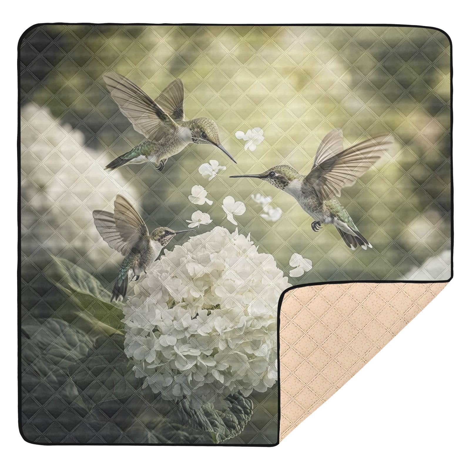 Kigai Bird Flower Baby Play Mat for Floor and Playpen 50x50 inch Non-Slip Baby Activity Playmat Waterproof Foldable Crawling Mat for Infants Toddlers