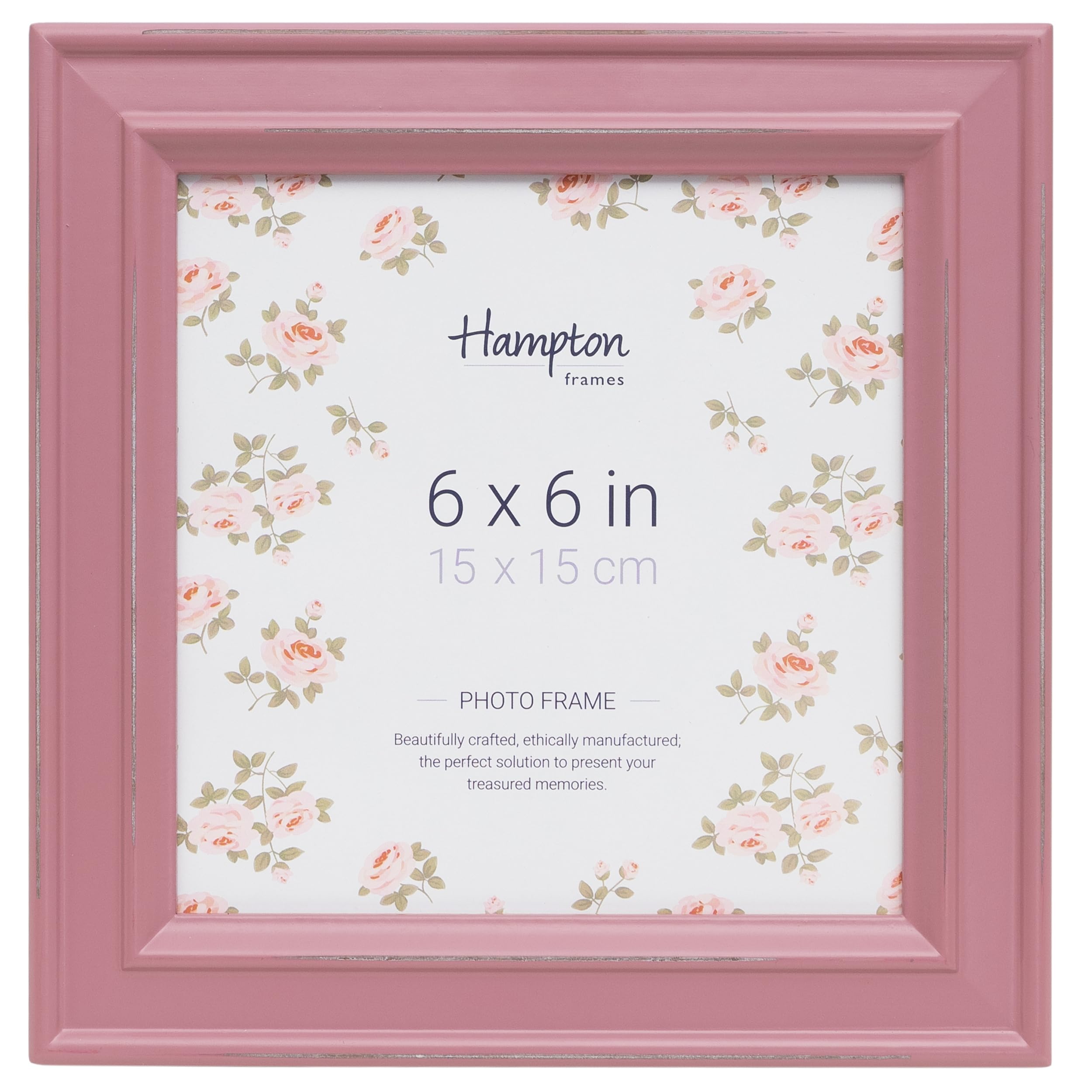 Hampton Frames Pink Paloma 6X6 (15X15cm) Square Picture Photo Frame Glass Pal301966p
