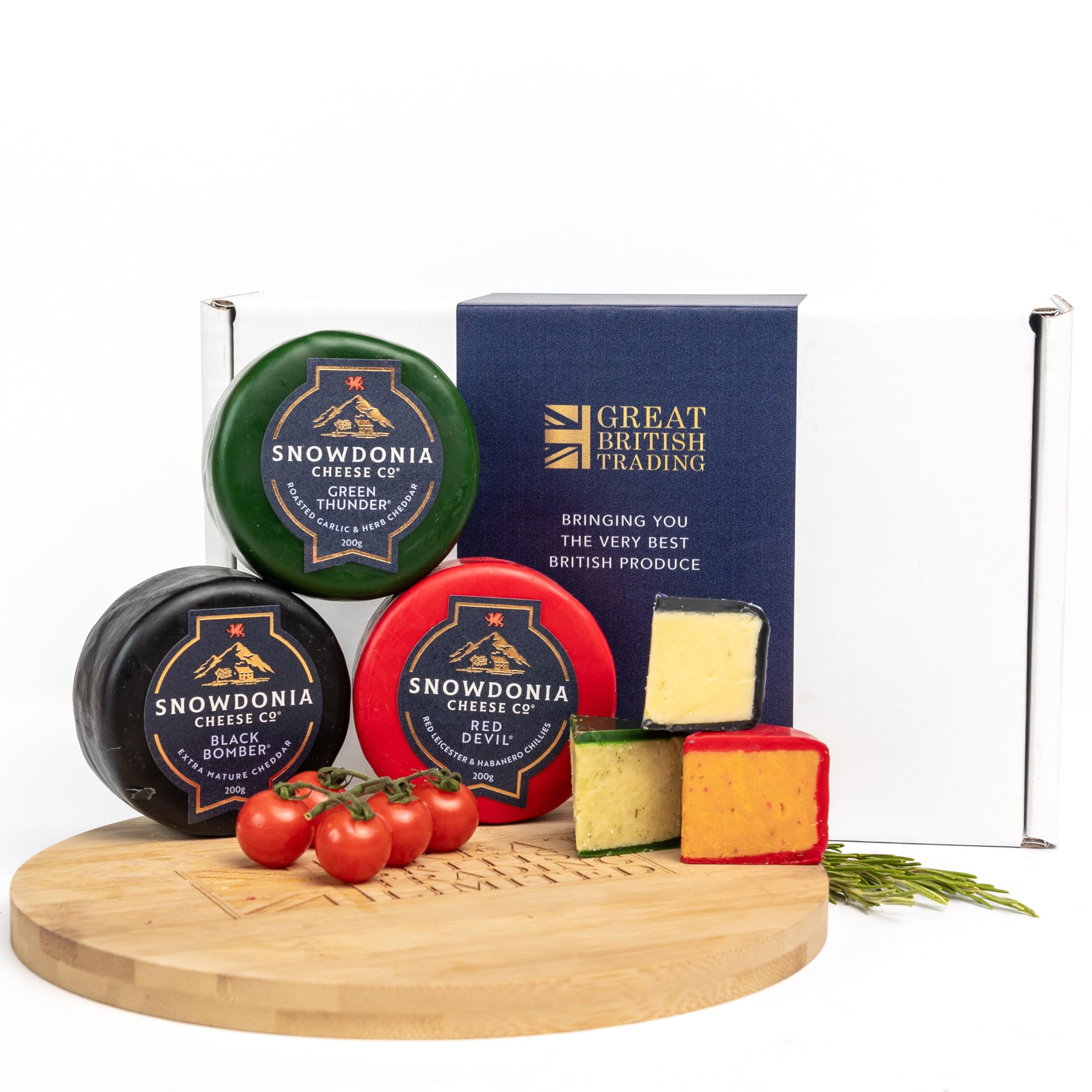 Snowdonia Cheese 3 x 200g Truckles in GREAT BRITISH TRADING LIMITED Company Box