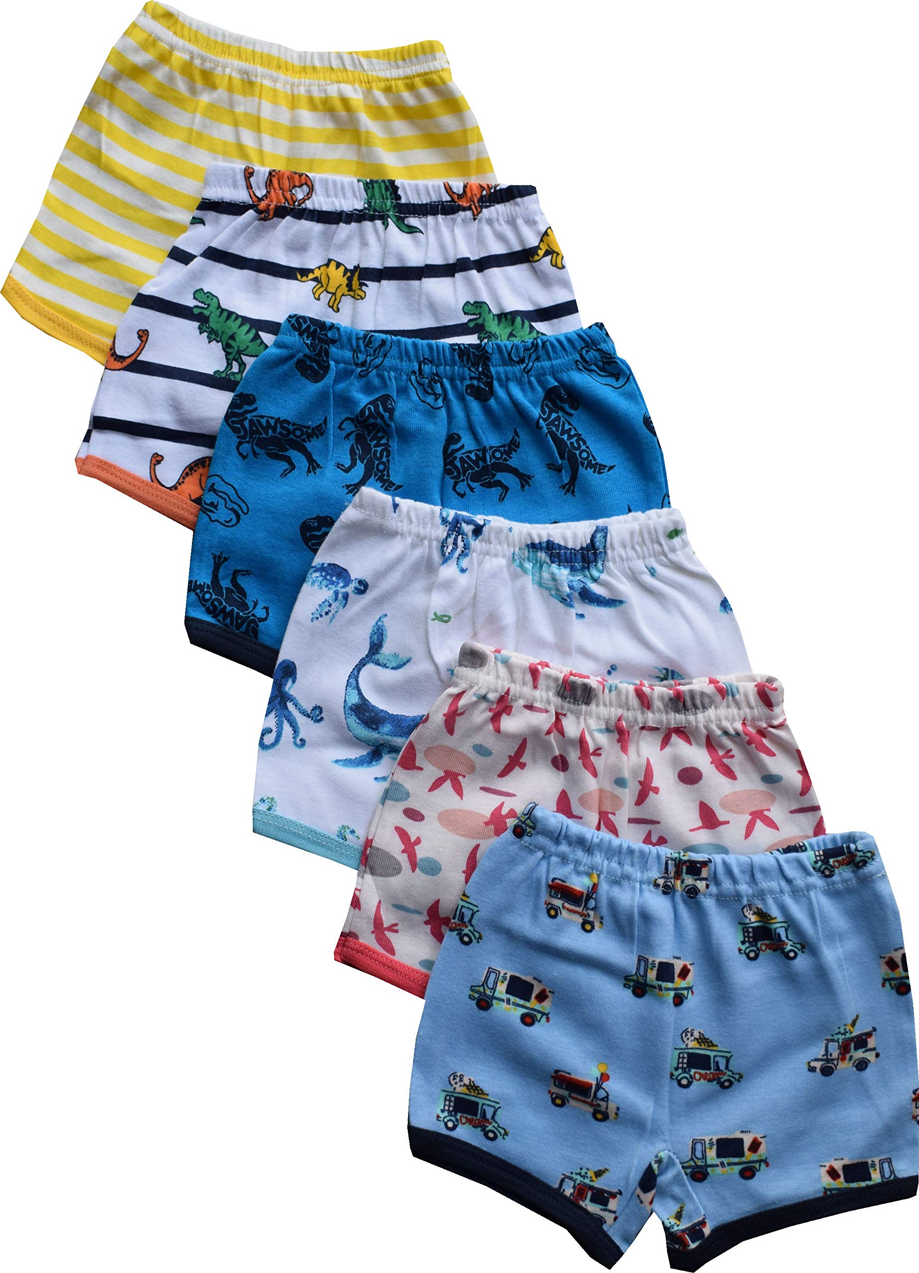 Tinchuk Ultra Soft Printed Boys Boxer Shorts Blooms Inner Wear Multi Color Printed Set of 6 (0-6 Months) 2