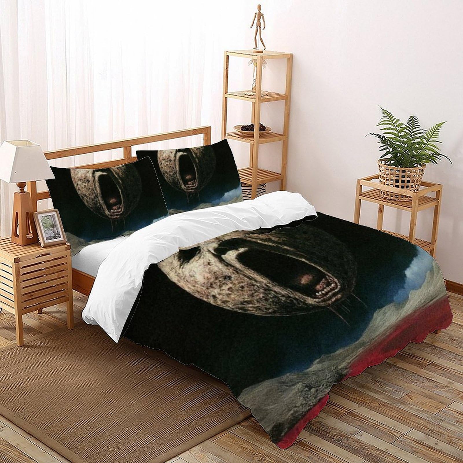 Housse de couette king anti-décoloration lit garçon parure microfibre 3D motif circulaire 220x240