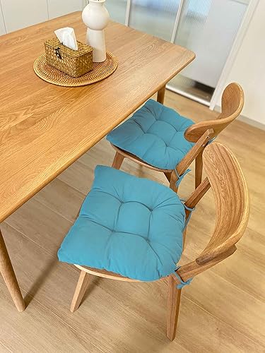 Miniatura 3 de Cojín para silla, paquete de 4 cojines para sillas de comedor, almohadillas para sillas y tapete con lazos para asiento de cocina interior y