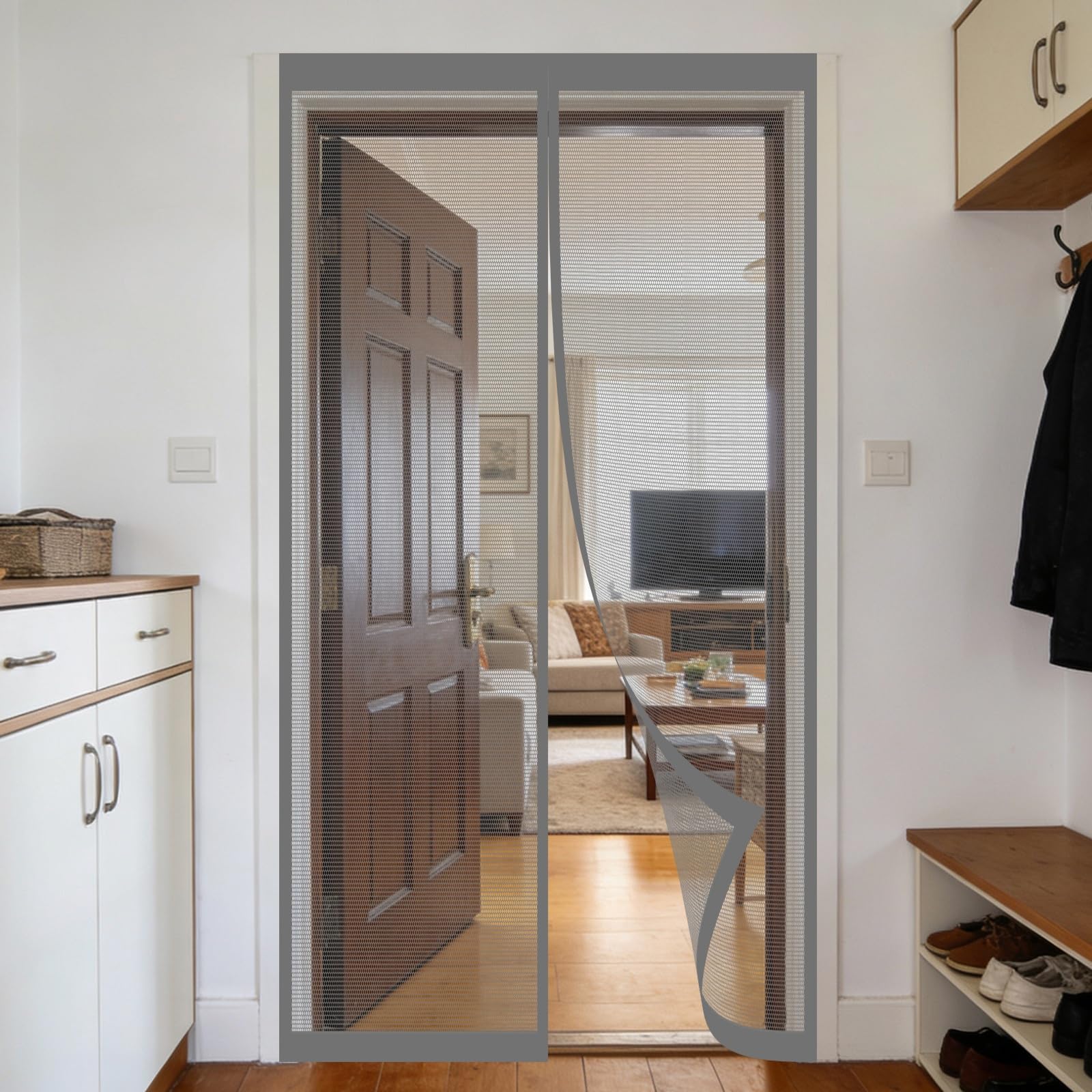 Moustiquaire magnétique 450x220 cm grise pour porte et grand couloir