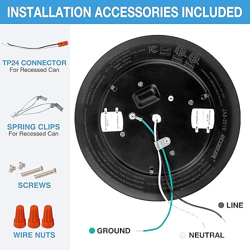 Miniatura 5 de ECOELER Luces LED de disco regulables de 6 pulgadas, 16.5 W, luz empotrada de techo negra de montaje empotrado, luz diurna de 5000 K, 1000 lm, luz