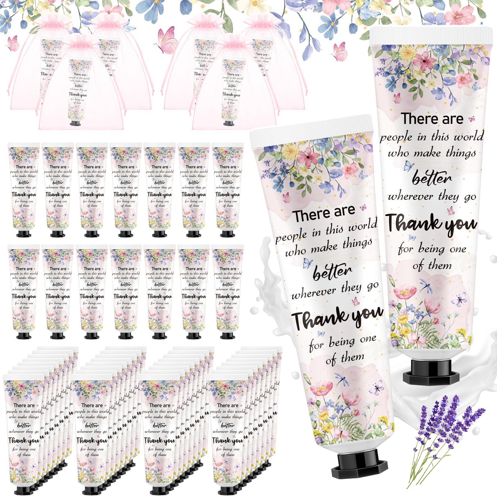 Swiffen 48 Sets Appreciation Thank You Hand Cream Bulk Baby Shower Favors Gifts Bridal Thank You Hand Cream for Guests Travel Size Lotion with Organza