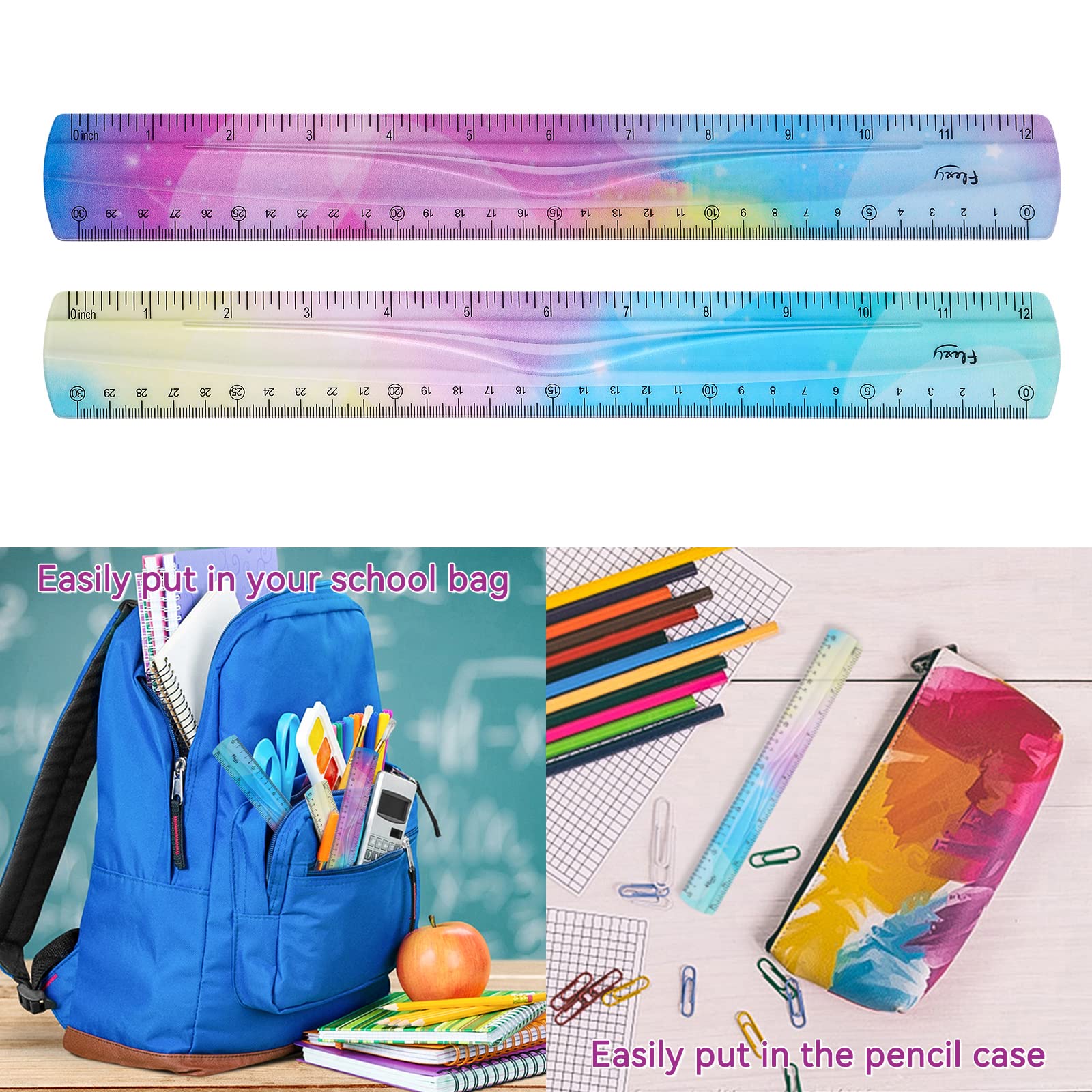 Snapklik.com : 2 PCS Flexible Ruler 30CM/12inch Dual Scale Bendable ...