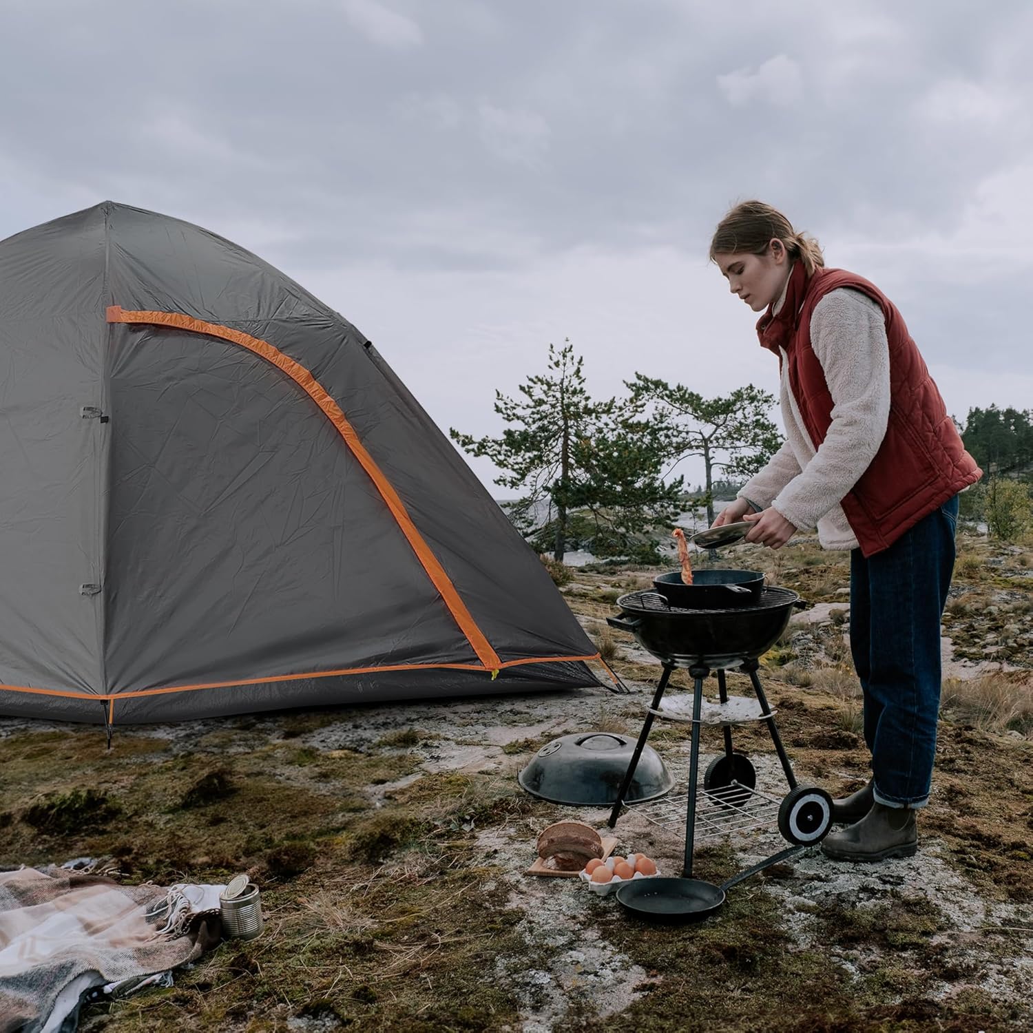Pop Up Camping Tent for 4-6 Person | Waterproof | Windproof | Easy Setup and Portable | Ideal for Camping & Hiking