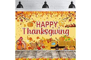 Famoby Happy Thanksgiving Fabric Sign Poster Banner Backdrop