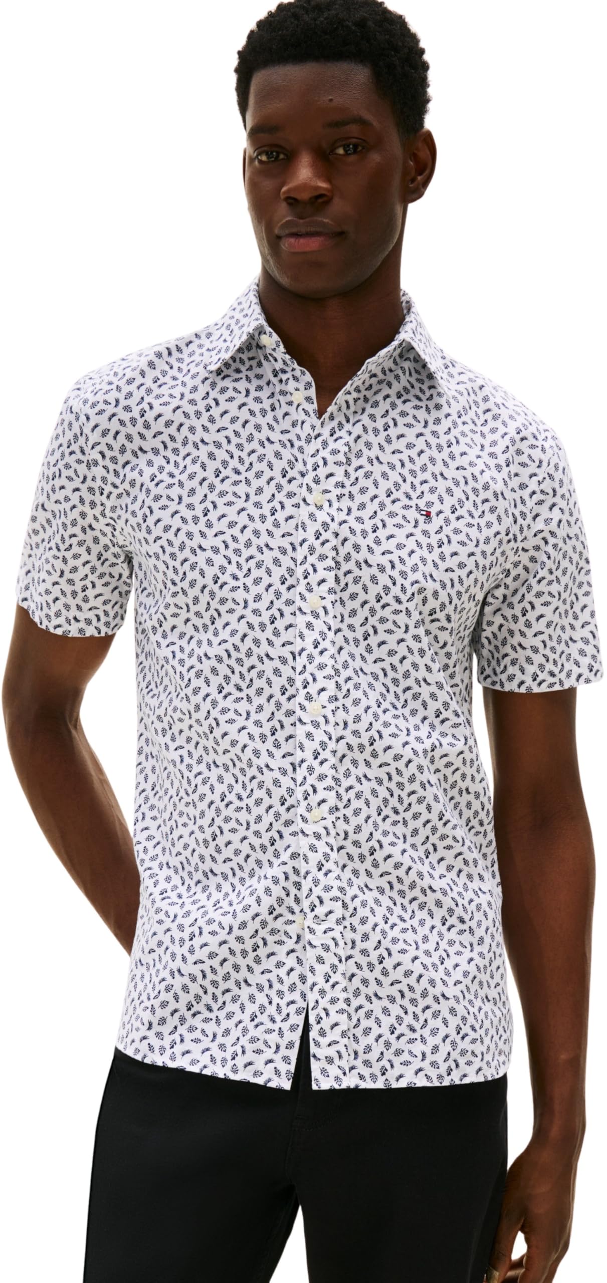 Tommy Hilfiger Koszula S/S Mężczyźni Linen Blend Aop Ss Rf Shirt Mw0mw39469