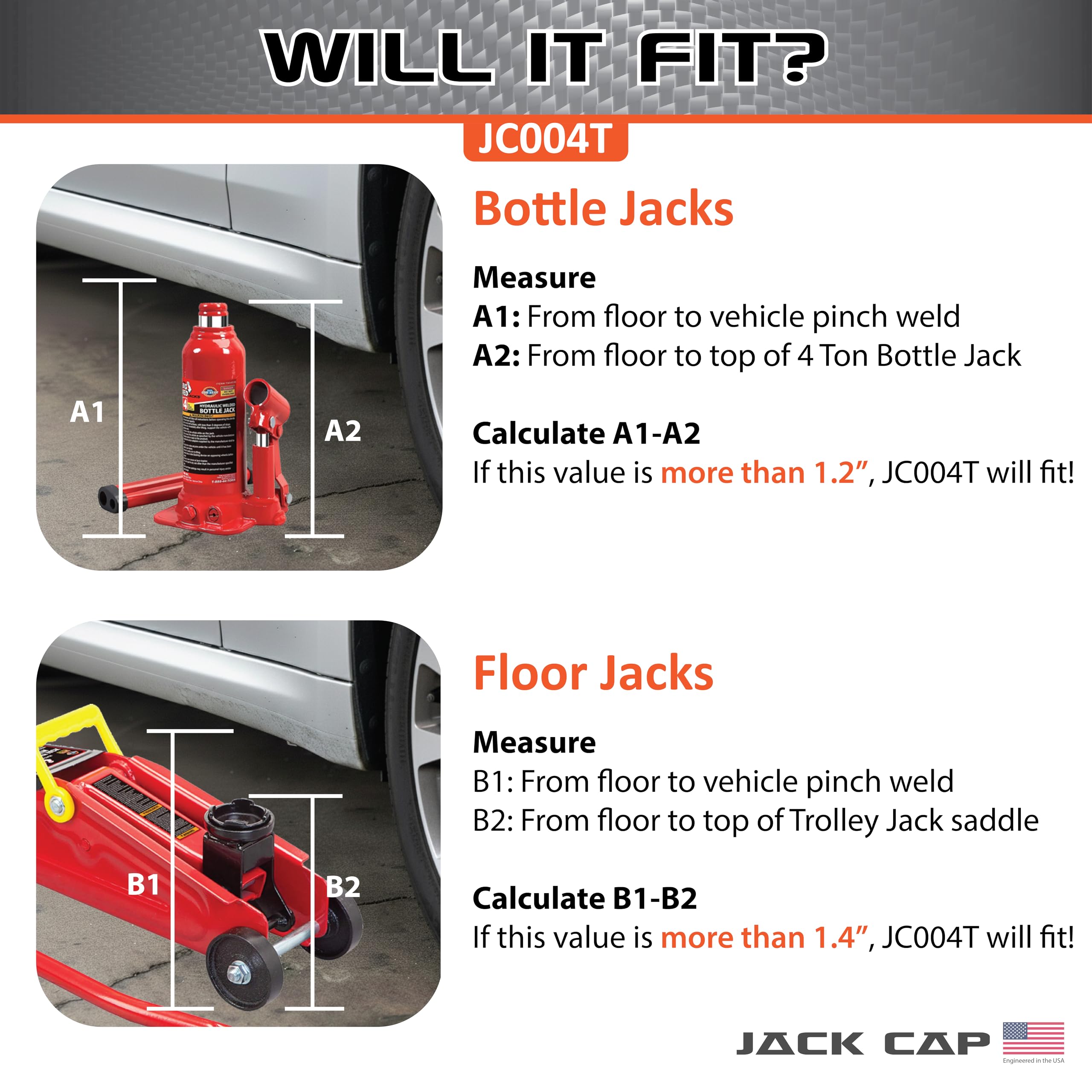 Amazon.com: 4 Ton Bottle Jack & Floor Jack Pad | JC004T by Jack
