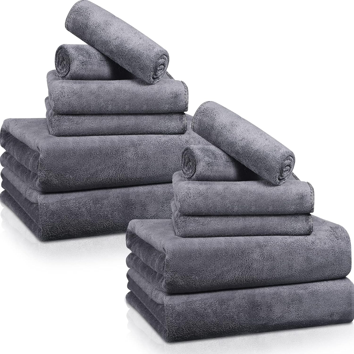 12 Pieces Bath Towel Set for Bathroom Quick Dry Microfiber Bath Towels