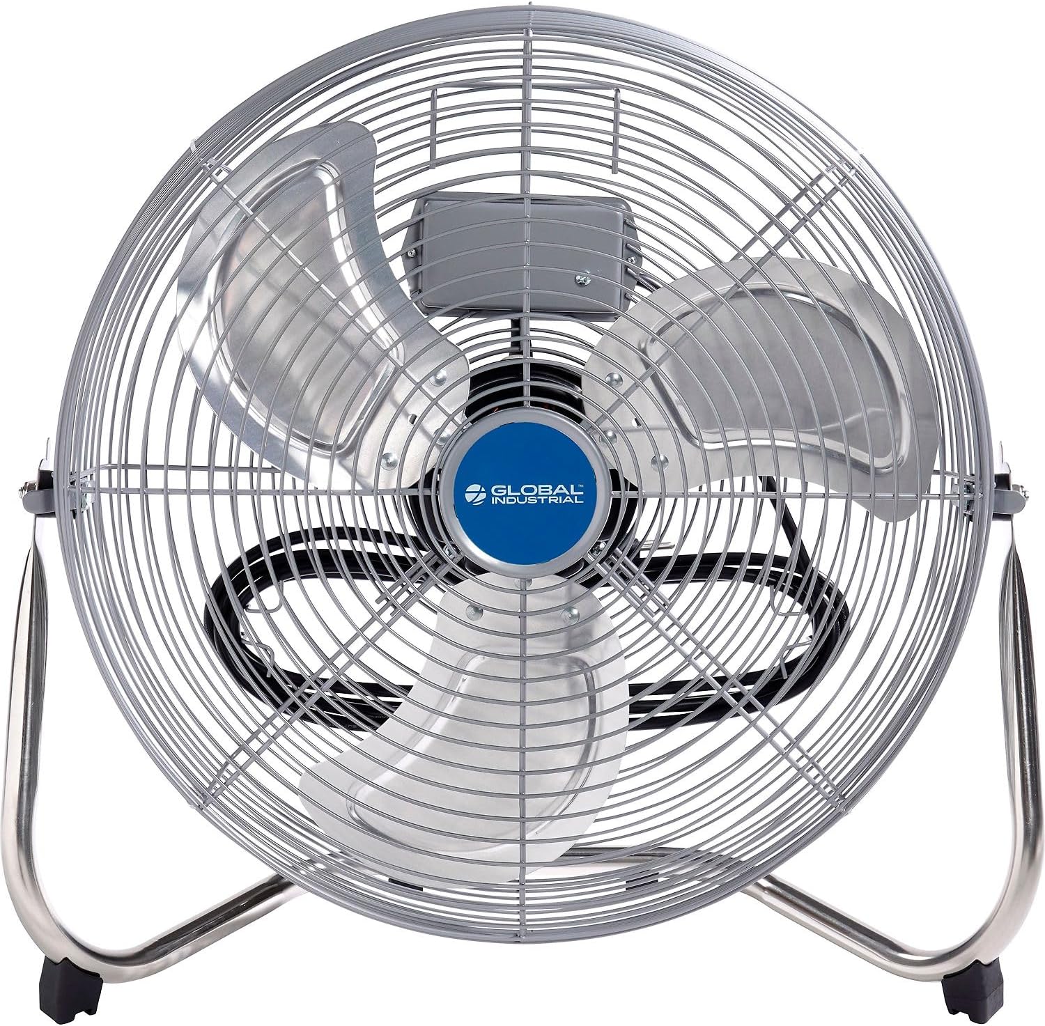 Global Industrial 18" Diameter Industrial Floor Fan with Pivoting Head, 4550 CFM, 1/8 HP, 1 Phase, 3 Speeds, 120 Volts, 1500 RPM, Aluminum Blades, For Indoor Use