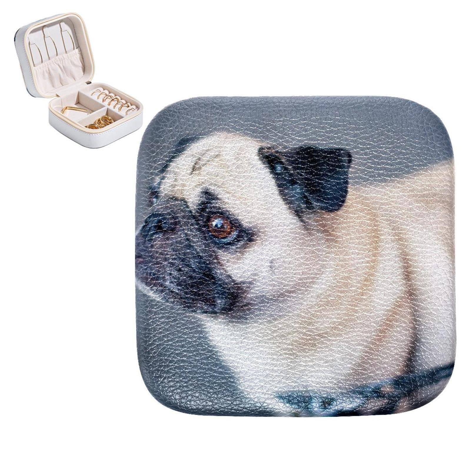 Boîte de rangement à bijoux en cuir synthétique durable, écrin de qualité motif carlin
