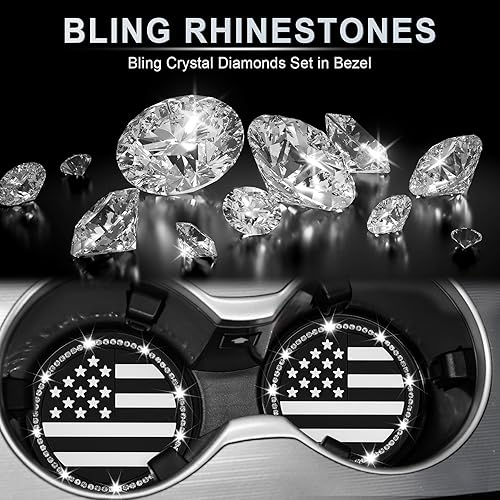 Miniatura 6 de JUSTTOP Portavasos para automóvil, 4 unidades, con diseño de bandera estadounidense, portavasos antideslizantes universales, accesorios interiores