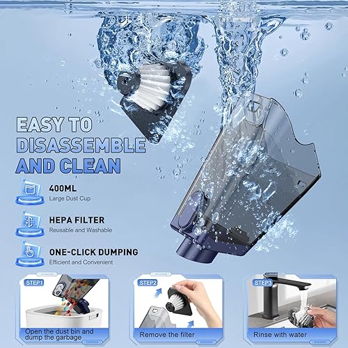 Miniatura 6 de JONYJ - Aspiradora de mano inalámbrica, 16000 PA de alta potencia, aspiradora de mano portátil con luz LED y múltiples boquillas, removedor de polvo