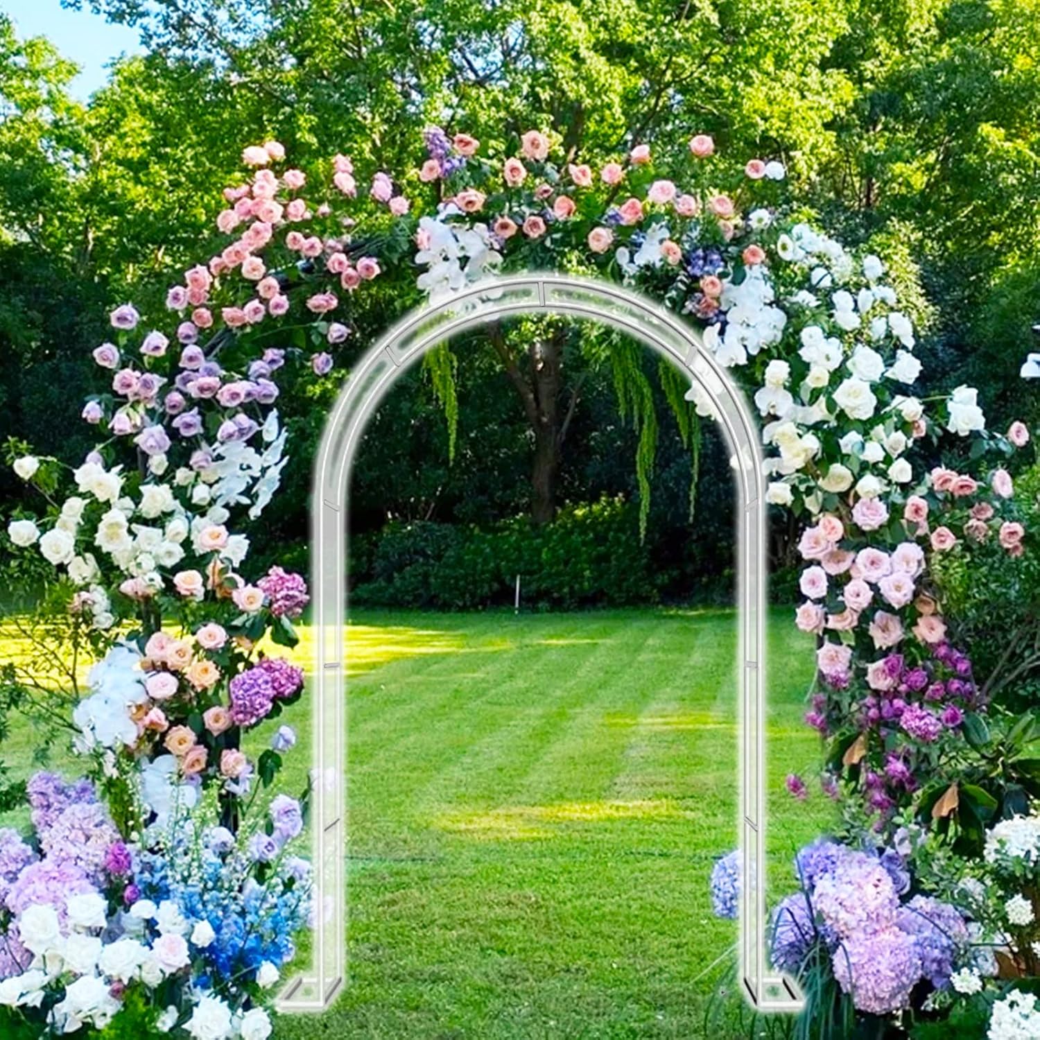 Garden Arch,Garden Arbor Pergola,Weatherproof Plant Climbing Support Aid,Easy to Install,Various Sizes and Colors (Color : White, Size : 120x220x25CM)