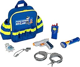 Theo Klein 8802 Sac à Dos avec Accessoires | avec Une Lampe|Torche à Piles, des Menottes et Beaucoup d'autres Accessoires | Dimensions : 28 cm x 25 cm x 8,5 cm | Jouet pour Enfants à partir de 3 Ans
