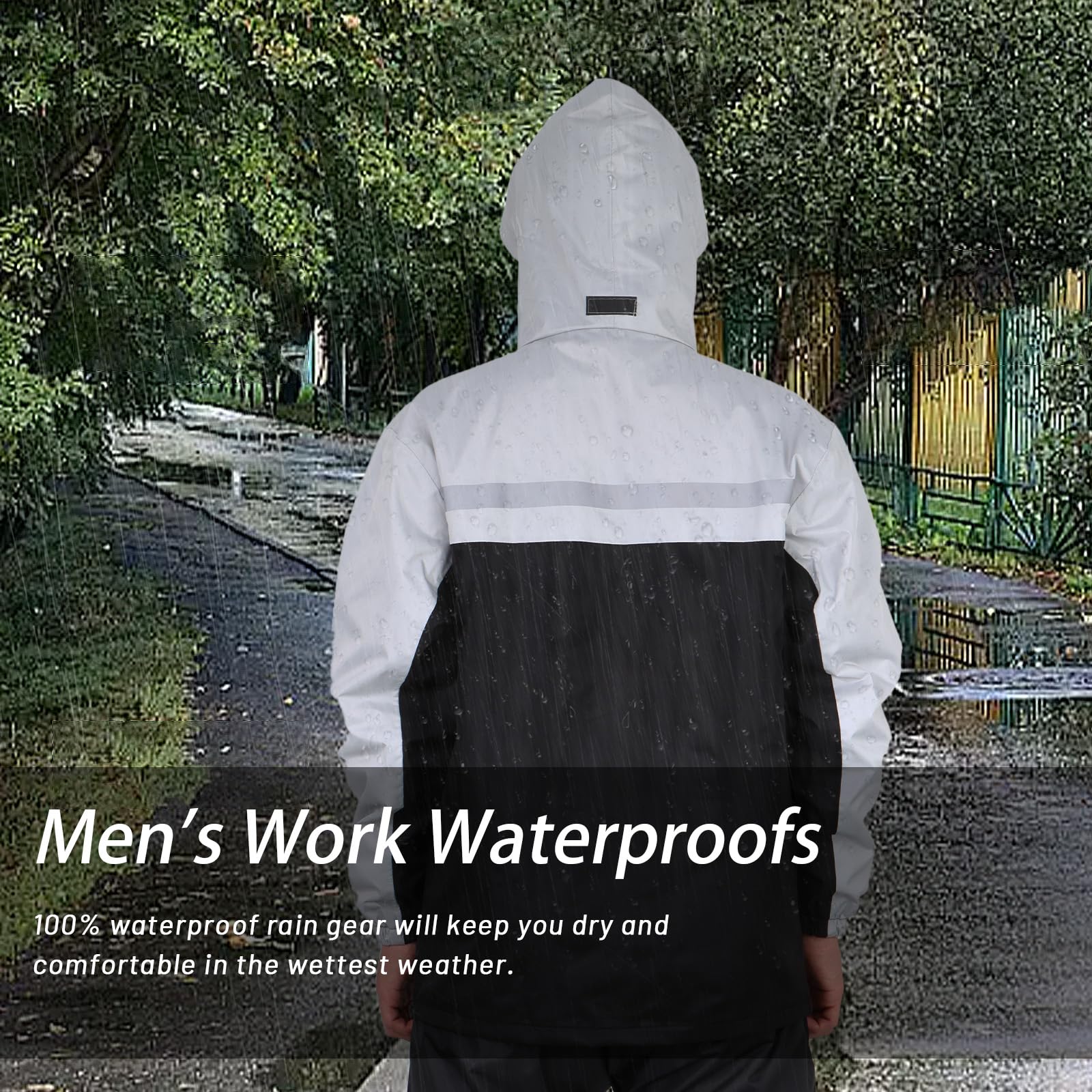 Traje de lluvia Impermeable, Chaqueta y Pantalones Ligeros con Capucha, Chubasquero Unisex para Exteriores, Ropa Impermeable con Capucha Antitormenta