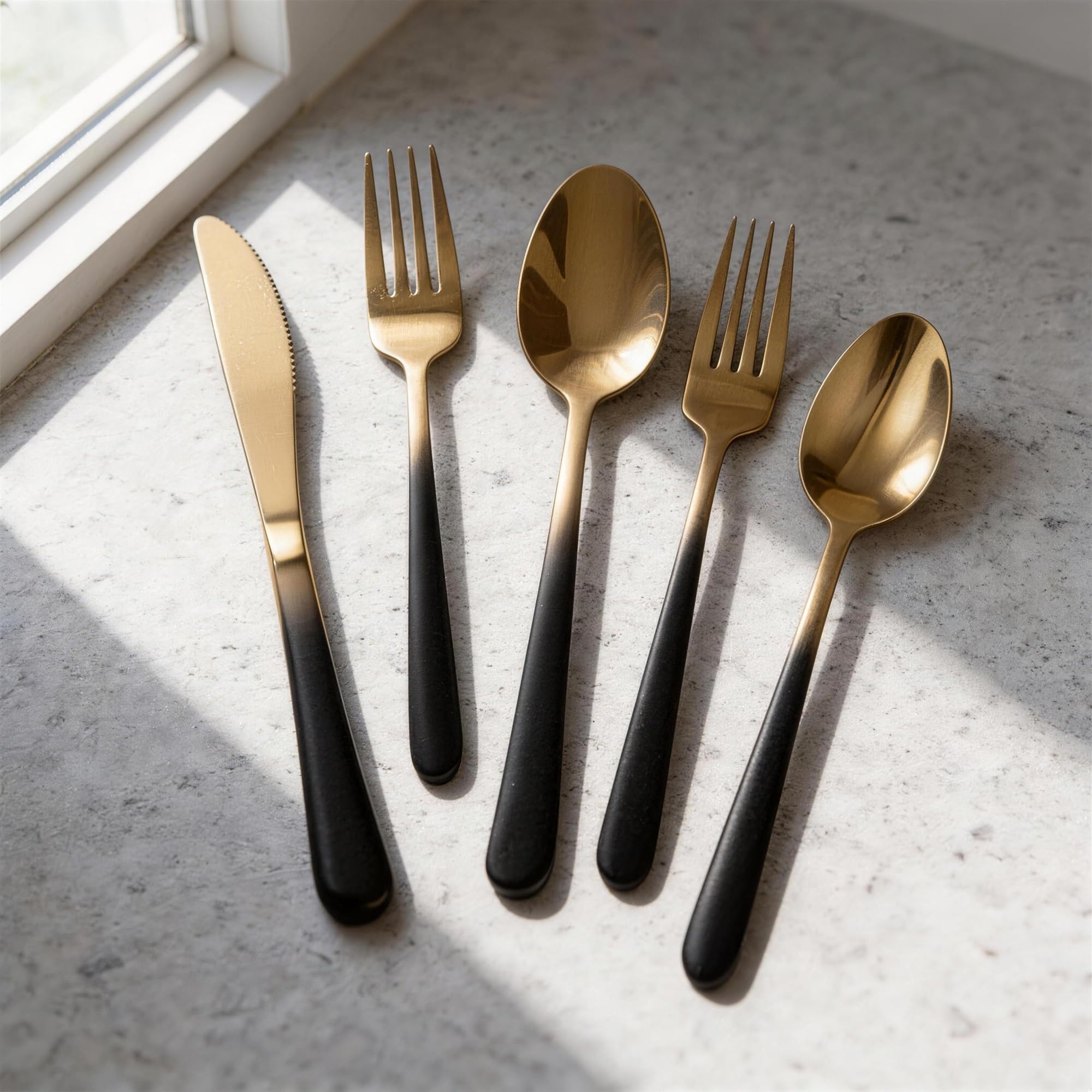 Black Silverware Set for 4 Elegant 20 Piece