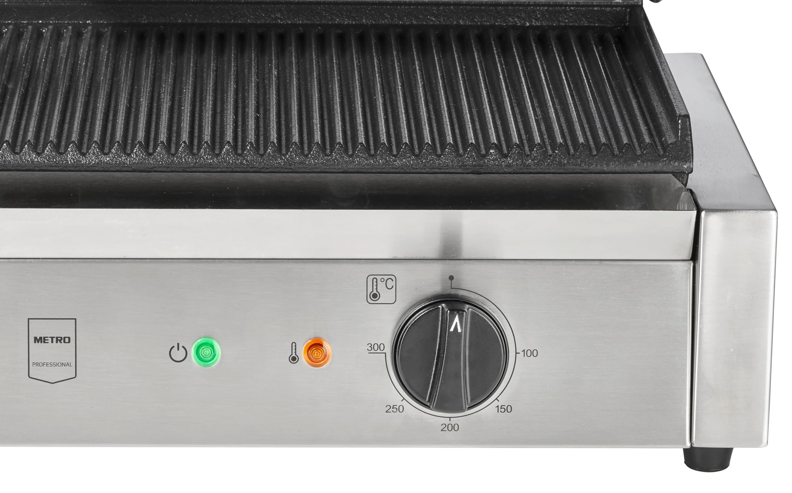 METRO Professional Plancha con Panini grill GPG1201, Superficie de Grill Ondulada, 3000 W, Acero Inoxidable, revestimiento antiadherente