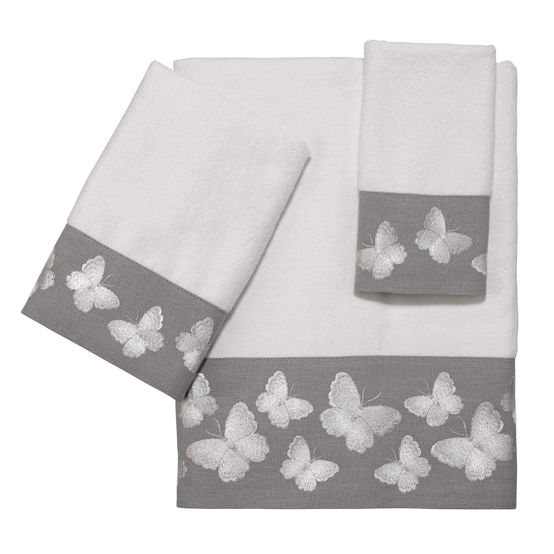 Avanti Linens - 3pc Towel Set, Soft & Absorbent Cotton Towels (Yara Collection, White)
