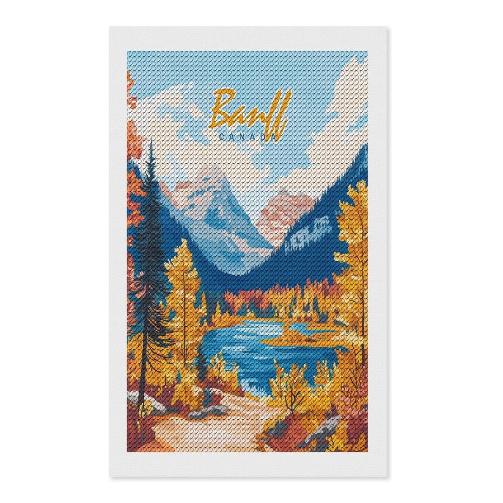Junmoney Banff National Park Landscape Diamond Painting Kit 12"x20", Thoughtful Handmade Gift, for Creative Relaxation, Printed Canvas, Cosy Home Accent
