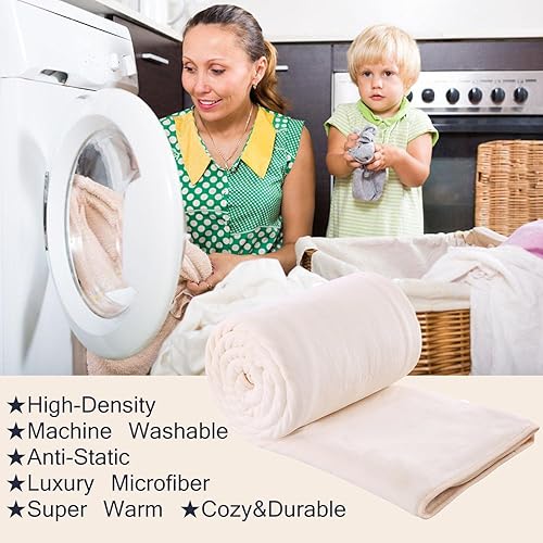 Miniatura 7 de Hozy - Cobija de forro polar para cama de 330GSM, suave, tela cepillada, muy cálida, para el sofá