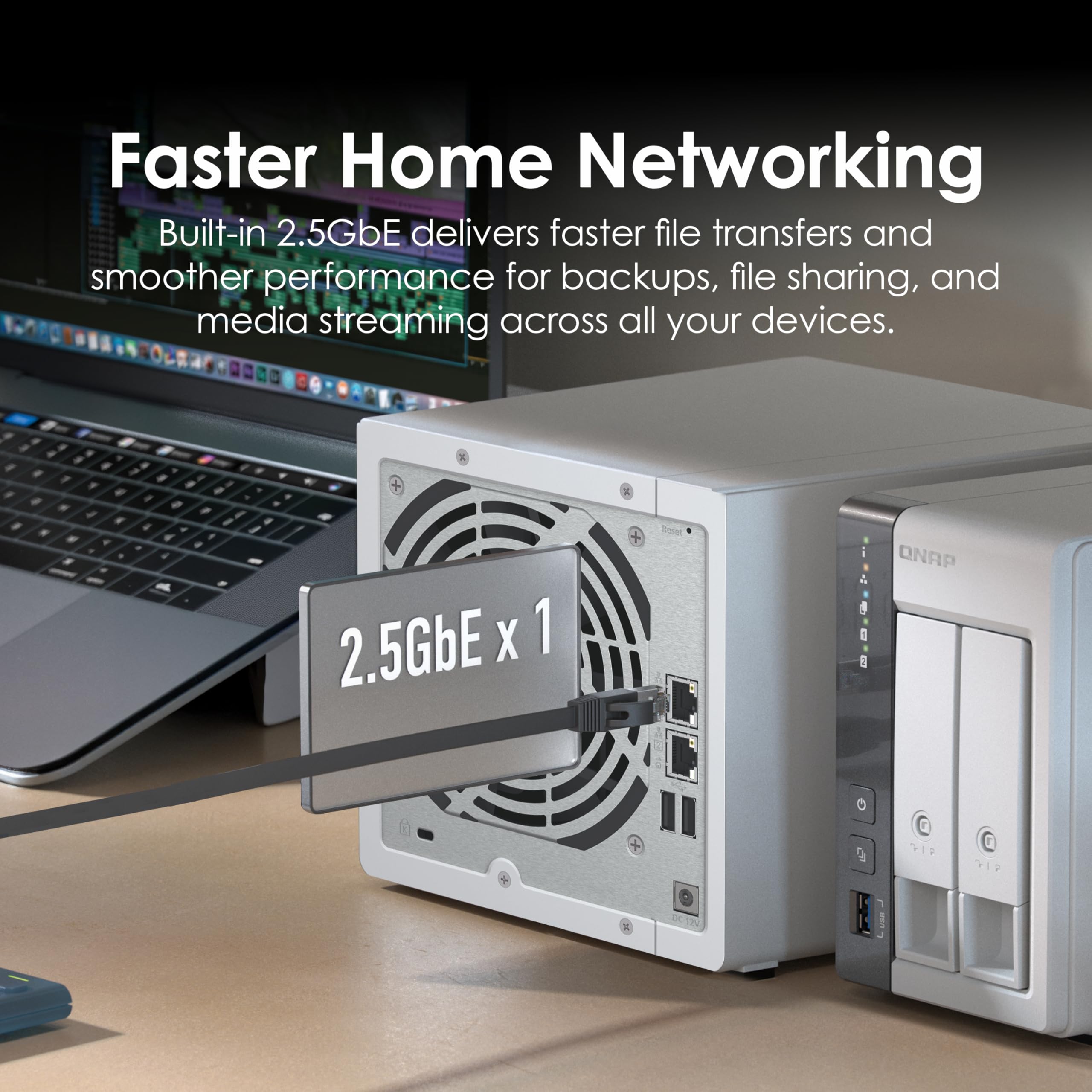 QNAP TS-433-4G-US 4 Bay NAS con processore quad-core, 4 GB di RAM DDR4 e rete 2.5GbE (senza disco)