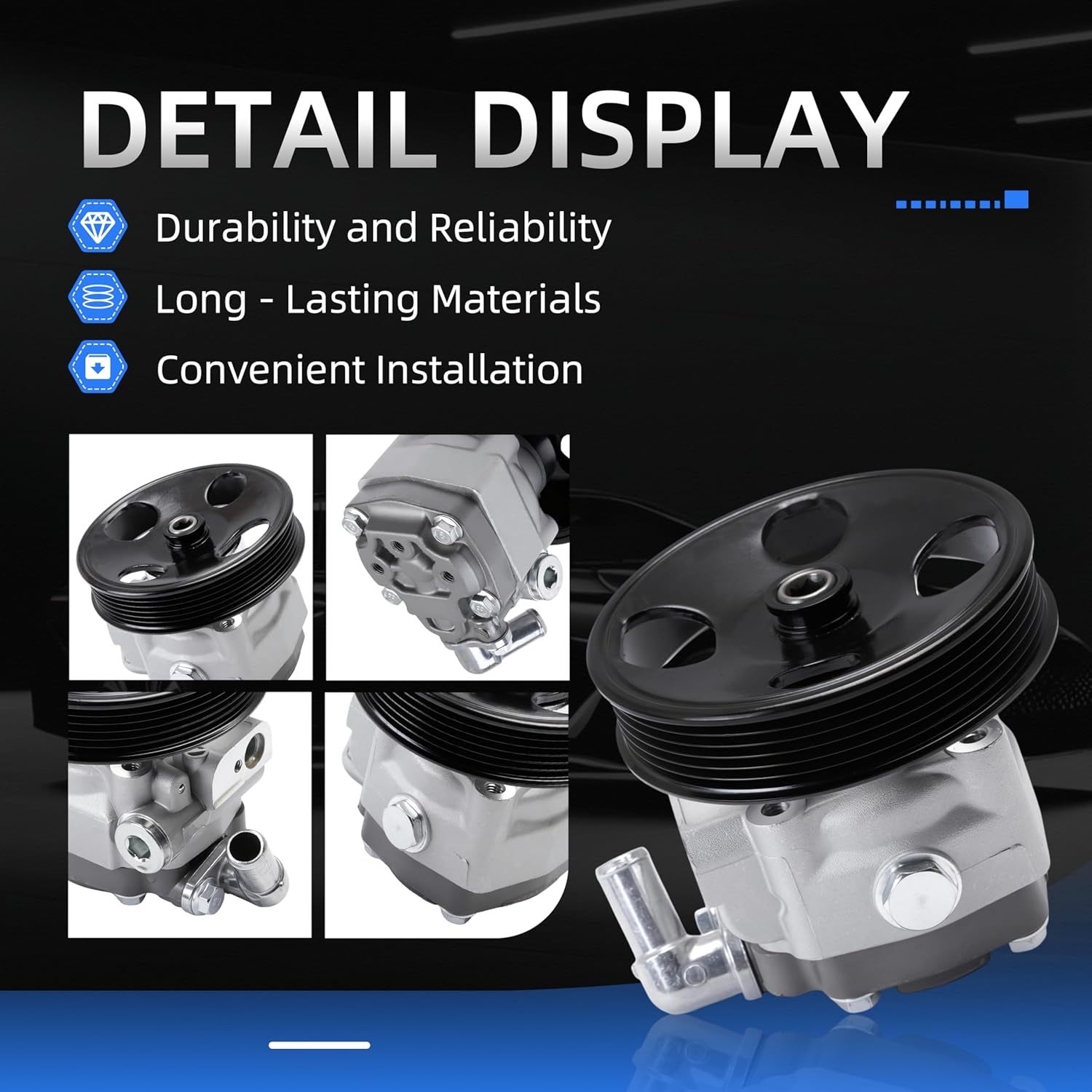Power Steering Pump with Pulley, for Volvo XC90 2005-2011, V8 4.4L, Power Assist Pump Replace# 21-207, 36000748, 36000899, 8603618, 30741375, 5657N, 96688M, 4402