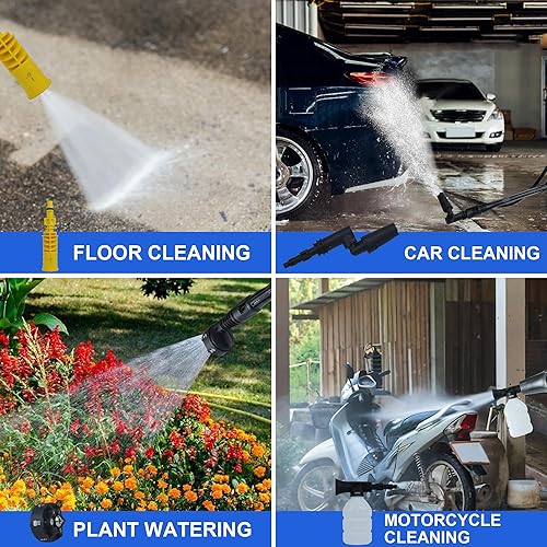 Miniatura 6 de Lavadora a presión inalámbrica de 1450 PSI, 2 4000 mAH a presión de potencia a batería, lavadora portátil de alta presión, pistola de lavado