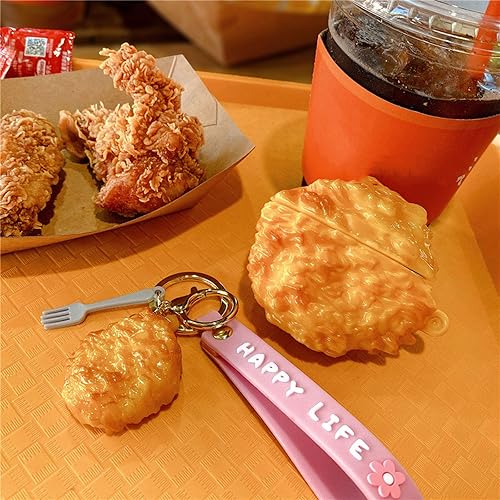 Miniatura 7 de Funda compatible con auriculares, Airpods Pro, para niños y niñas, diseño de pollo frito creativo y divertido en 3D, funda protectora de silicona