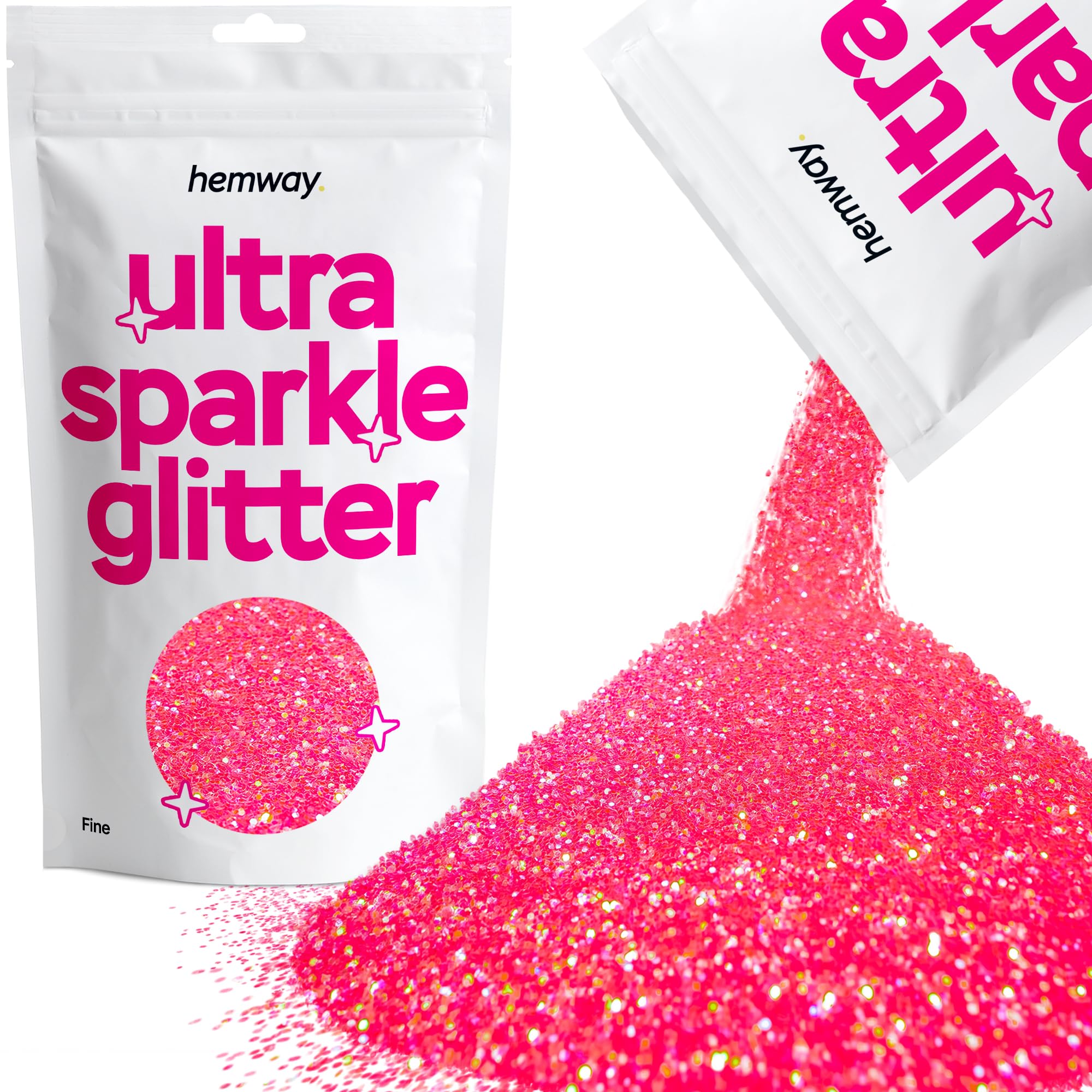 Hemway Ultra Sparkle Glitter Baby Pink Iridescent 100g Fine | Glitter for Arts & Craft, Makeup, Nail Art, Crafting, Card Making, Sparkle Decoration — view 250