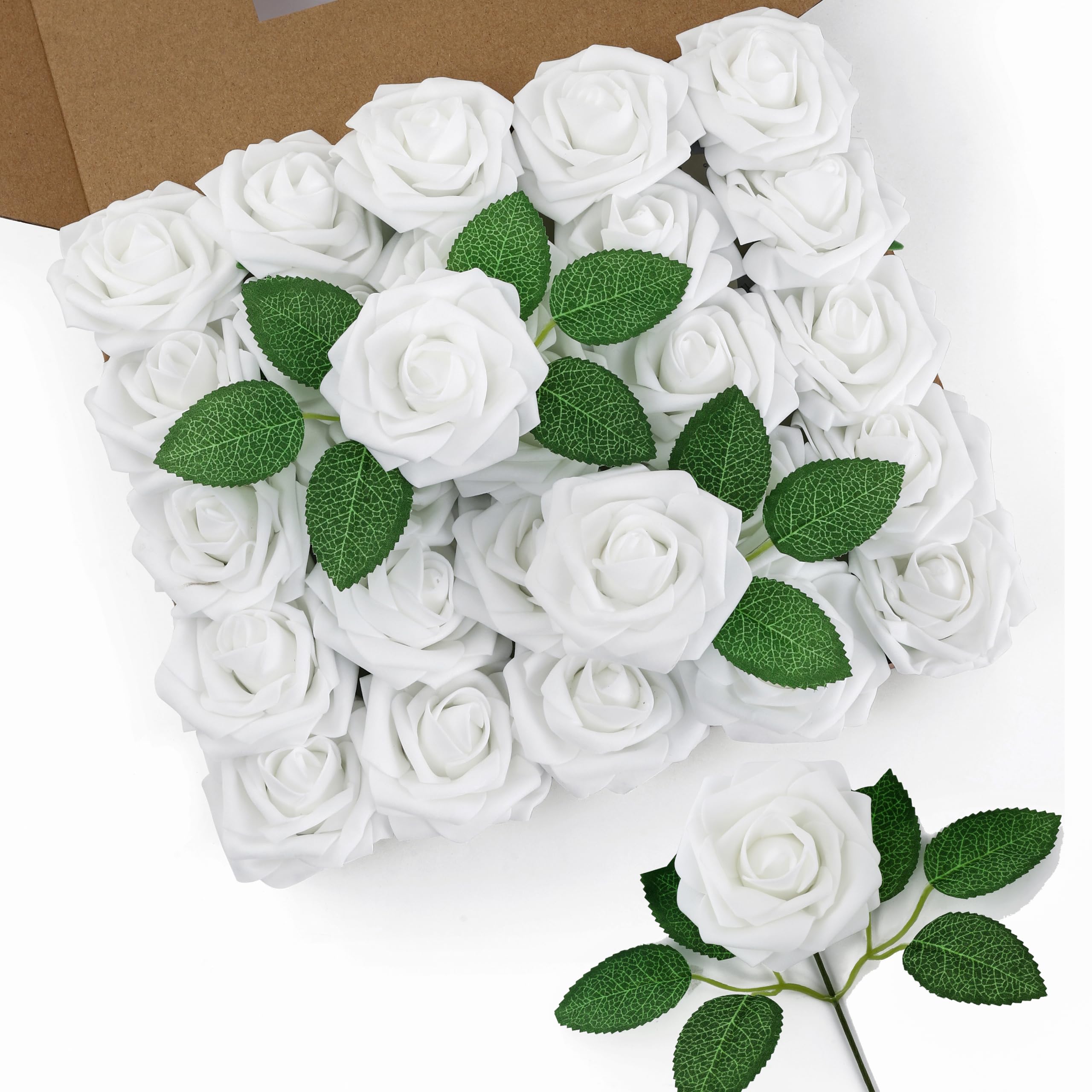 DuHouse 50Pcs Artificial Roses Flowers Fake Roses