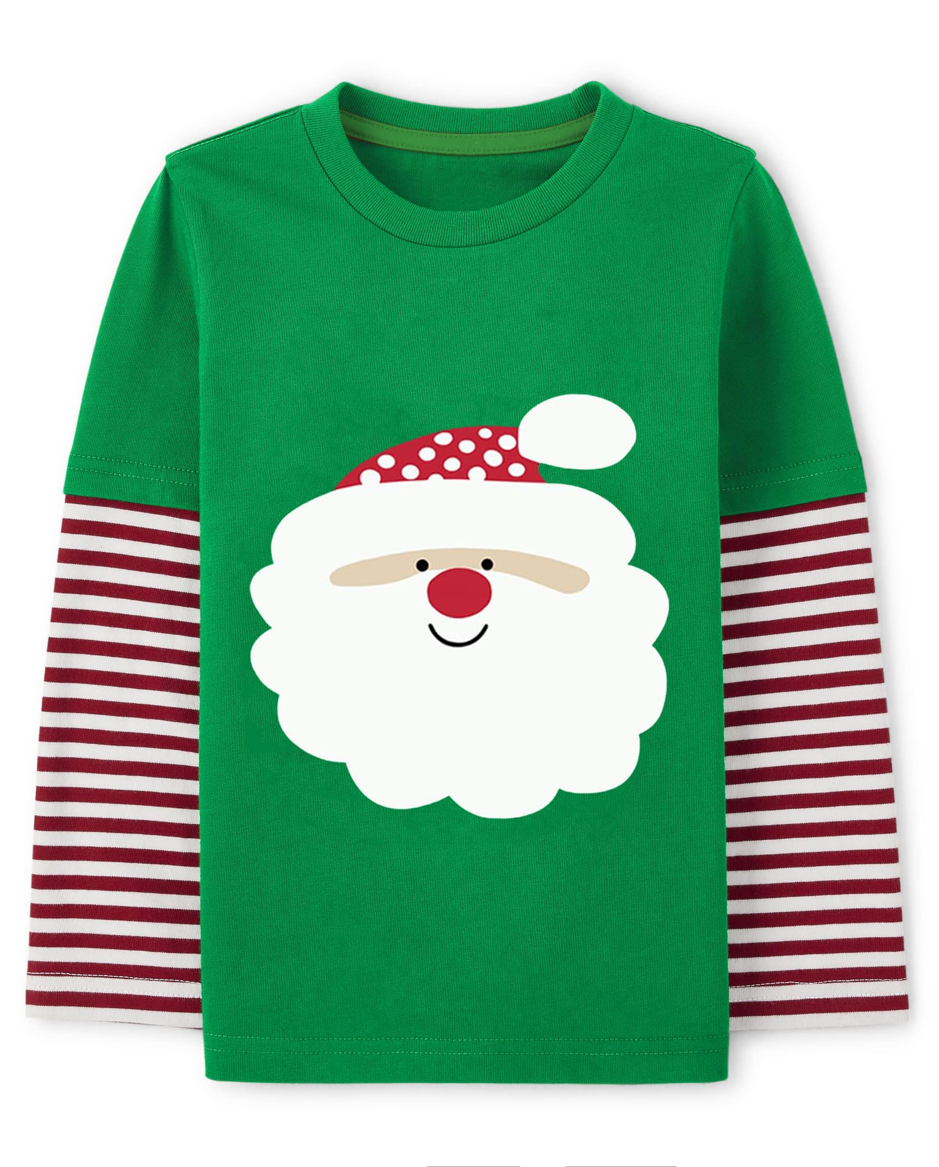 Boys Christmas Tees Girls Dinosaur Tops Stripe Long Sleeve Shirt Kids Truck T-Shirt for Toddler Xmas Gifts 3-9 Years