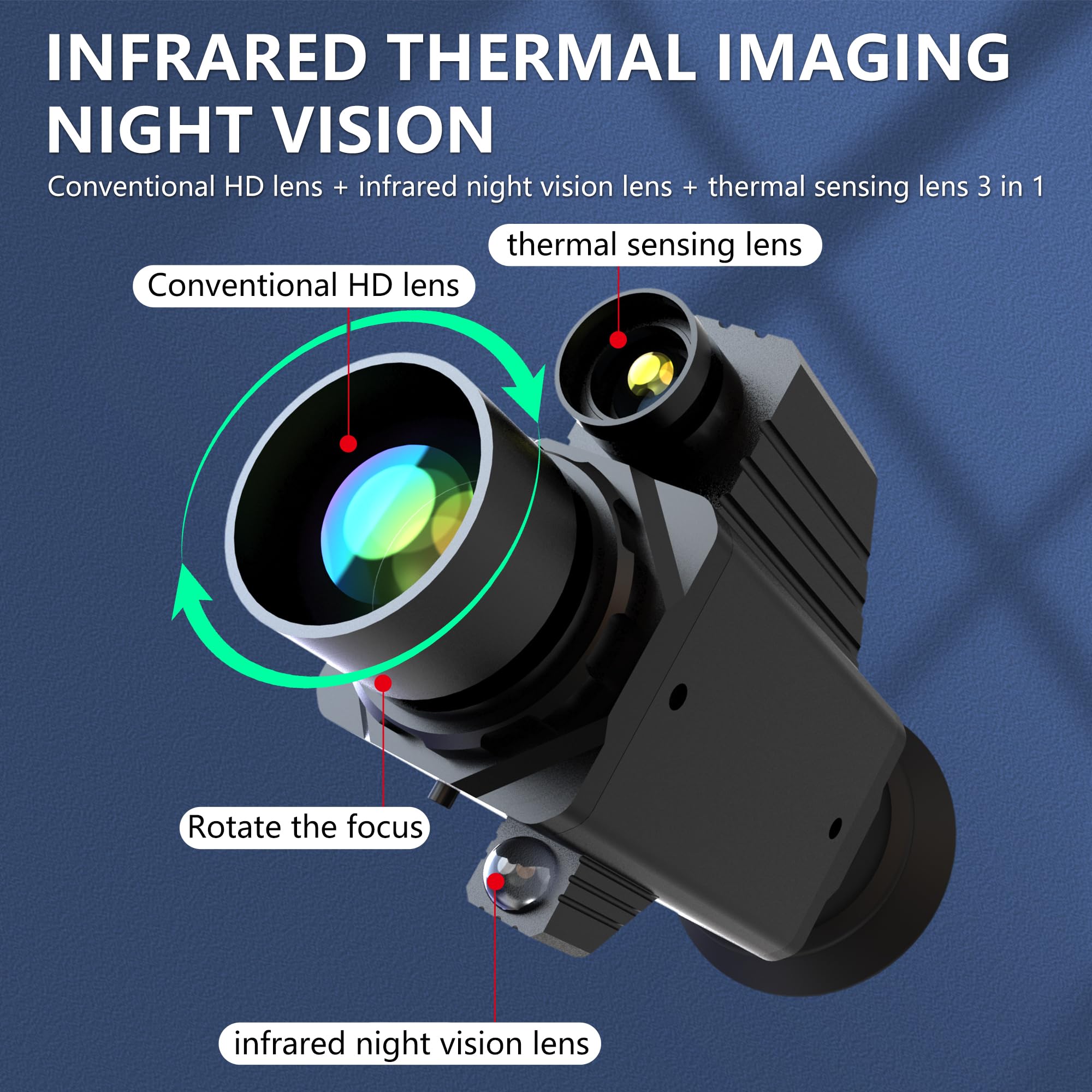 Thermal Monocular for Night Hunting, 296x192 IR Resolution, 60Hz Refresh Rate, 9mm Focal Lens - Lightweight Thermal Imaging Scope for Camping, Wildlife Observation, and Security (Adult Use)