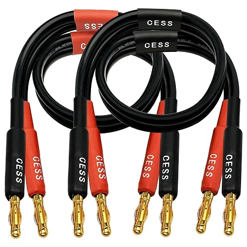 CNCESS CESS-037-1F 12 AWG Silicone Speaker Cable Banana Plug Male to Male