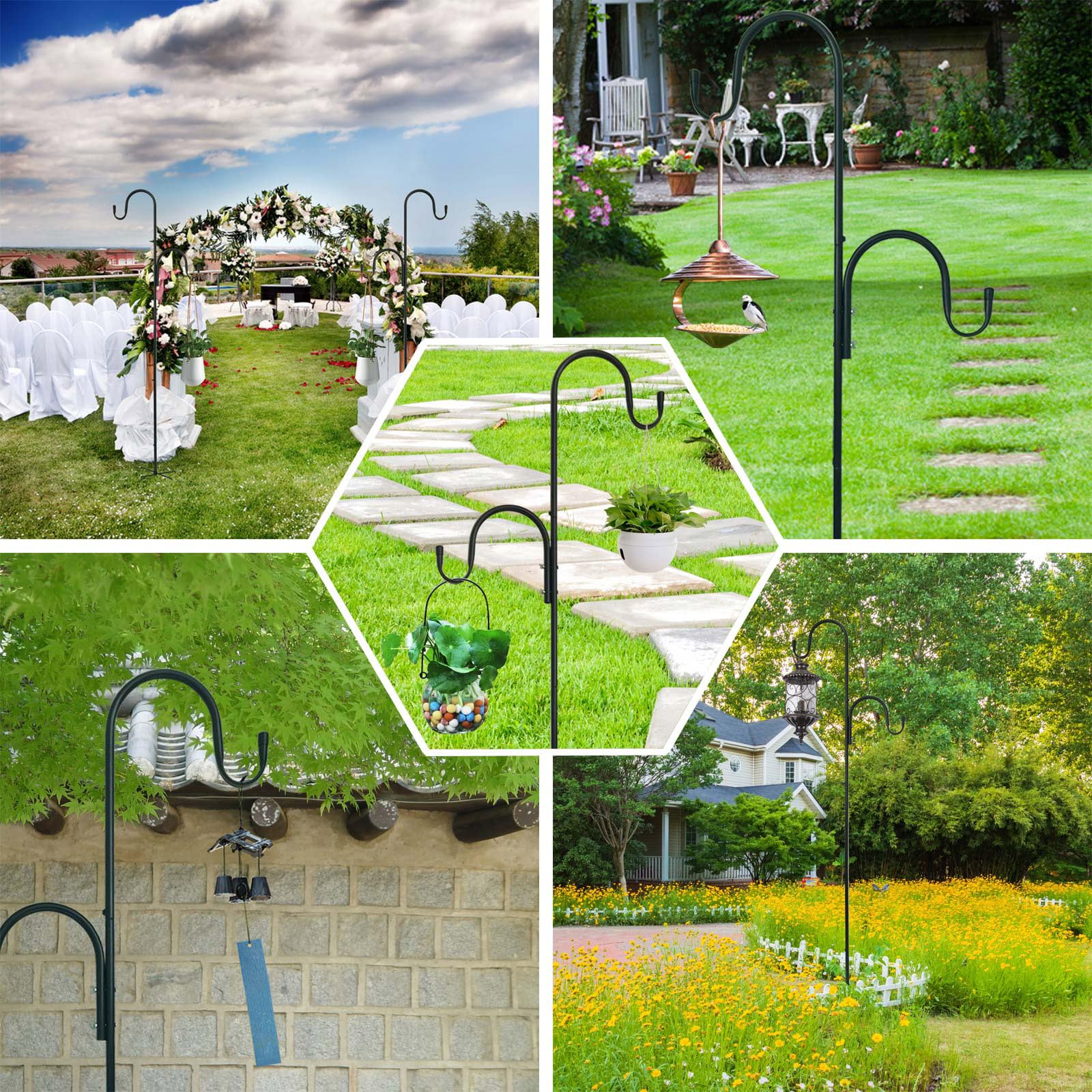 Robuster Doppelhaken Für Garten – 200 Cm, Verstellbar, Mit 5 Zinken, Für Vogelfutter & Pflanzen
