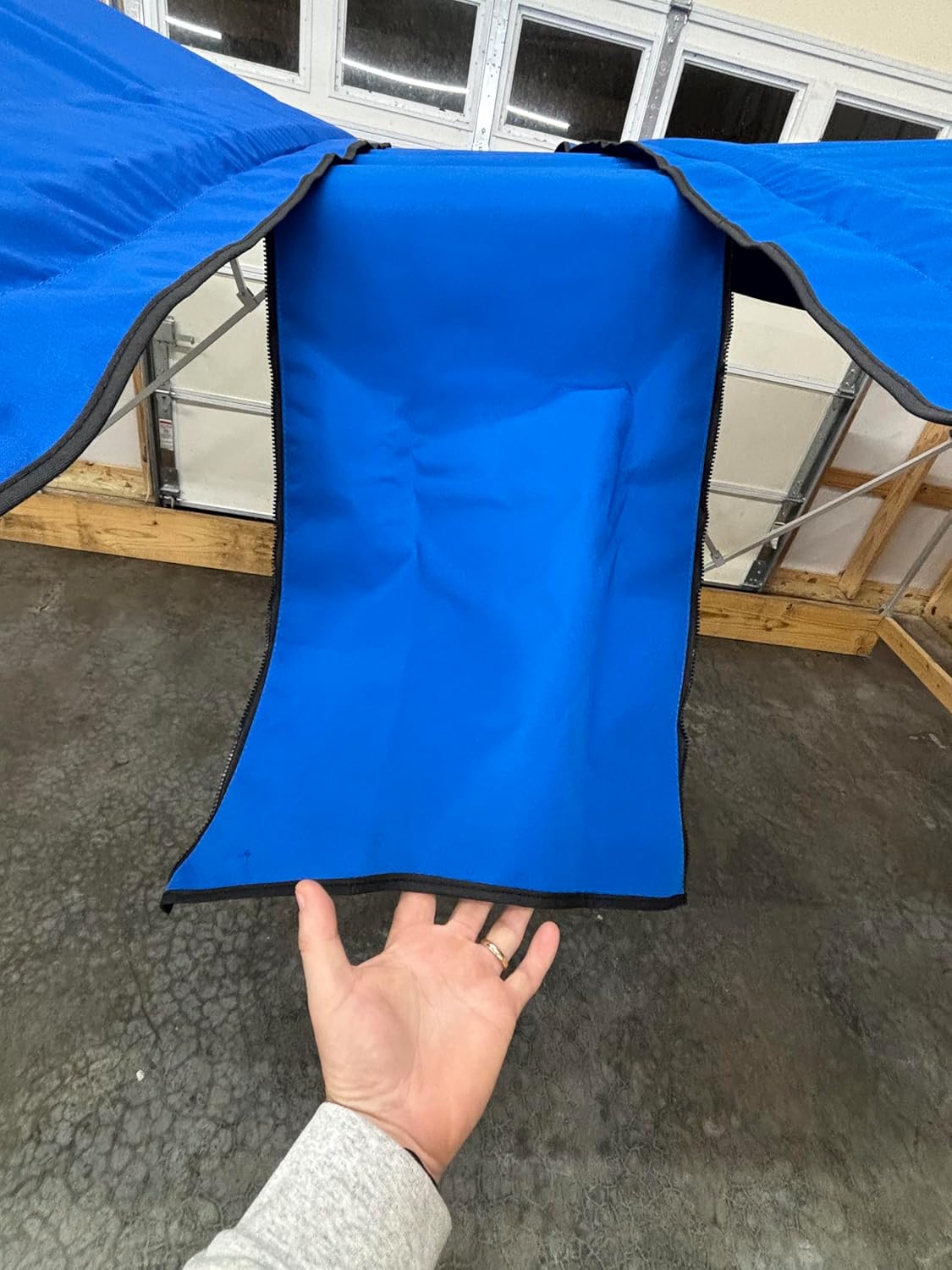 SunPro Series, Lab Certified 50+ UPF Monster Double Pontoon Boat Bimini Top in Blue, 18' Long, 8' Wide, fits 91-96" Wide, Complete Dual Kit with Frame, Canopies w/Storage Boots, Hardware