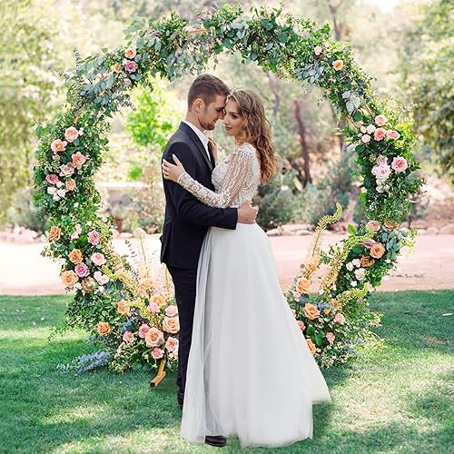 Miniatura 5 de Soporte redondo para telón de fondo: 6.5 pies, arco de boda, soporte de arco de globos con base para boda, baby shower, fiesta de cumpleaños (dorado)