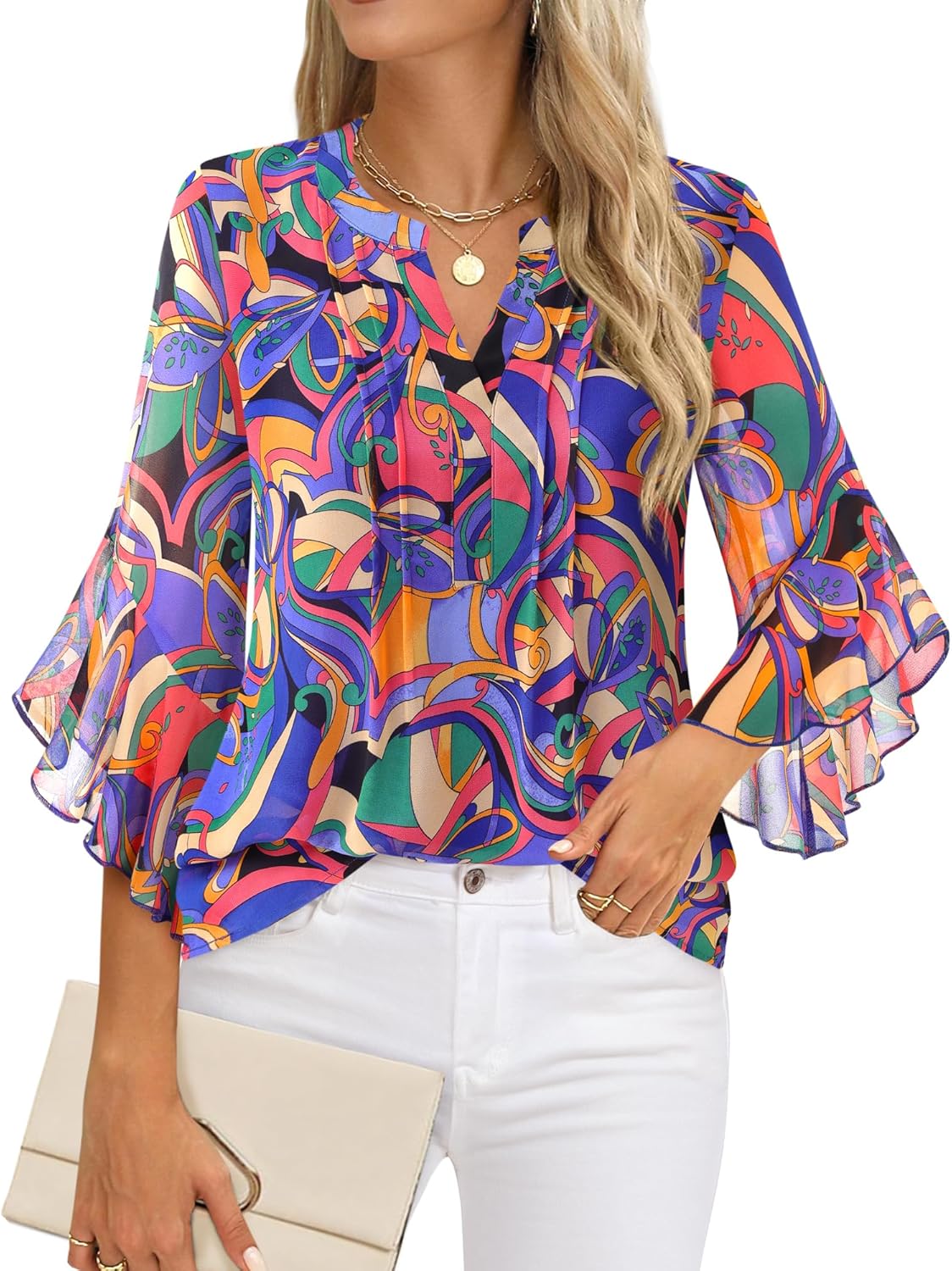 Timeson Women's 3/4 Sleeve Dressy Casual Top - Image 2