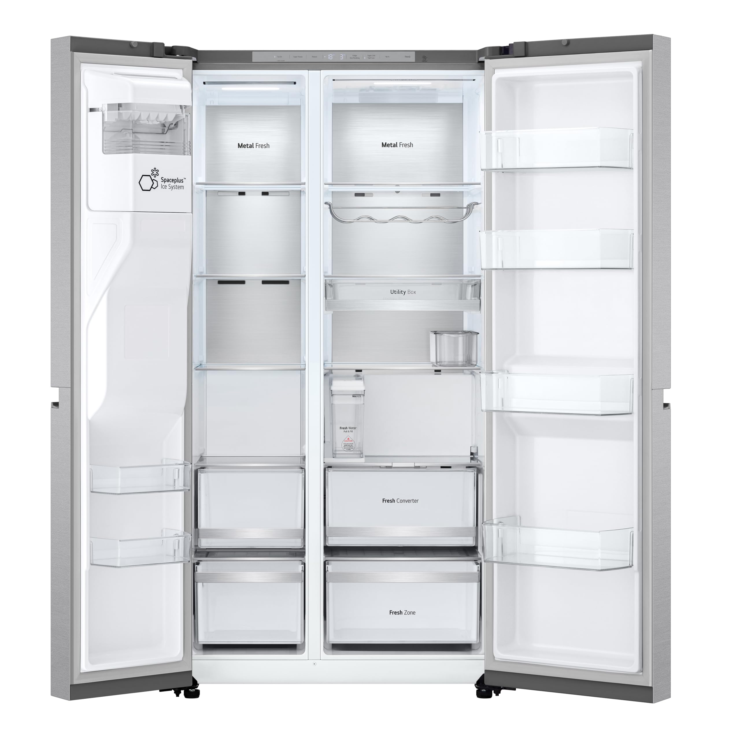 LG GSLE91MBAC Frigorifero Americano Side-by-Side, Classe C, Frigorifero No Frost, 628L, Wi-Fi, Tecnologia Door&Linear Cooling, Fresh Converter, Dispenser Senza Allaccio, UVnano, Metal Sorbet