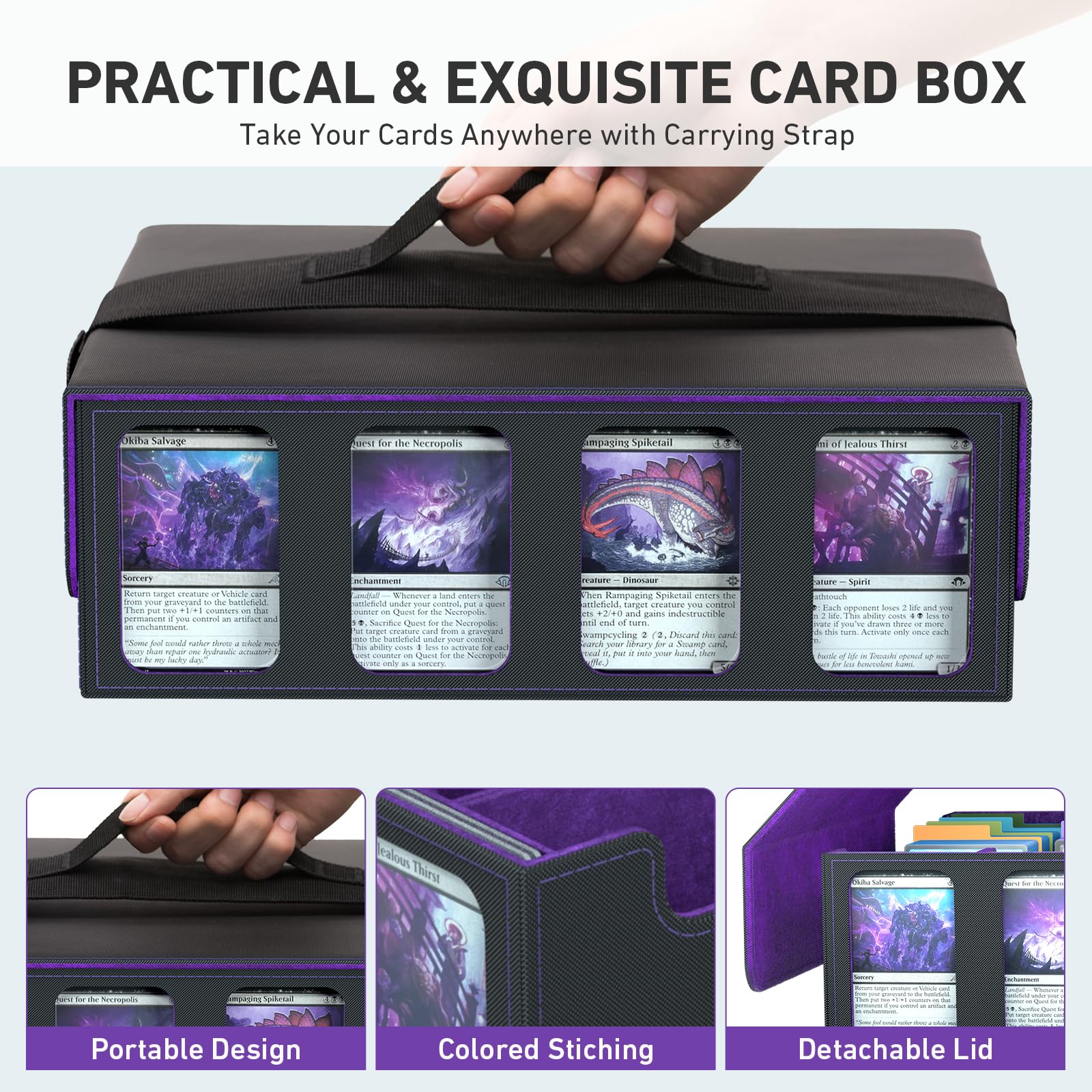 Amazon.com: SENVINI 4-Row Trading Card Storage Box, Bulk Cards Case for  3200+ Mtg tcg Magic Playing Game Card Organizer, Commander Deck Box with 4  Supports & 24 Dividers & Strap : Toys & Games