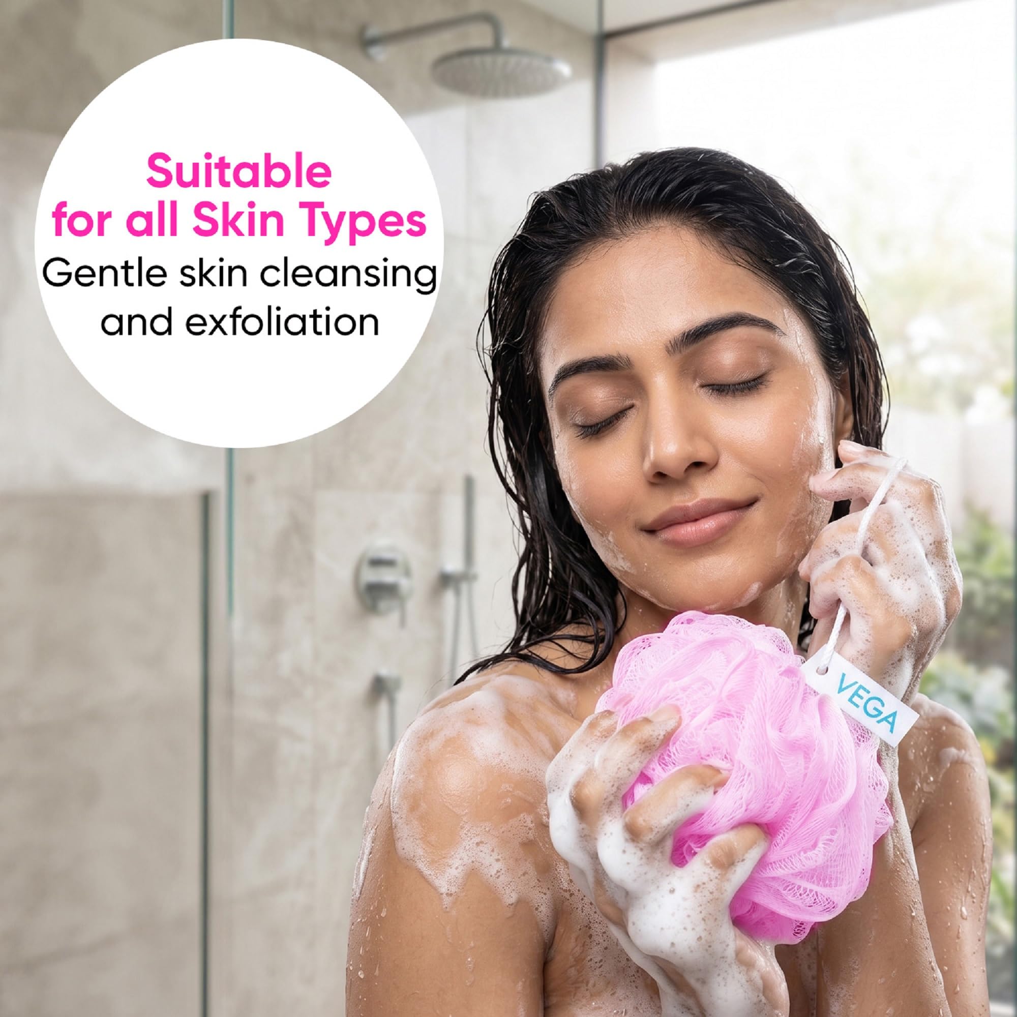 VEGA Everyday Bath Sponge & Loofah for Bathing | Soft Body Scrubber, Shower Pouf & Luffa for Men & Women | Gentle Exfoliating Sponge for Cleansing | All Skin Types (BA-3/11) 4