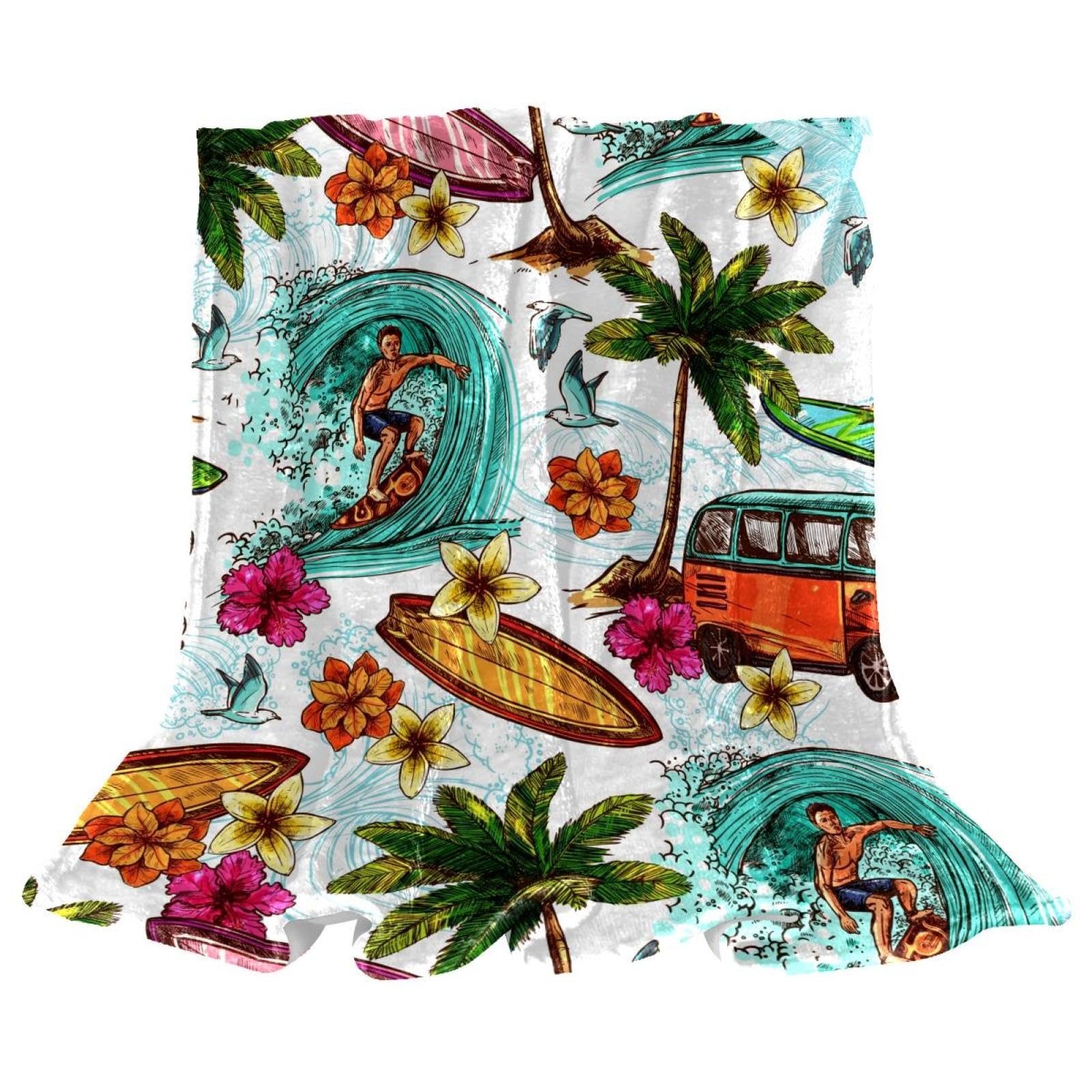 Couverture Polaire Surf en Microfibre Douce - Jeté de Canapé Premium