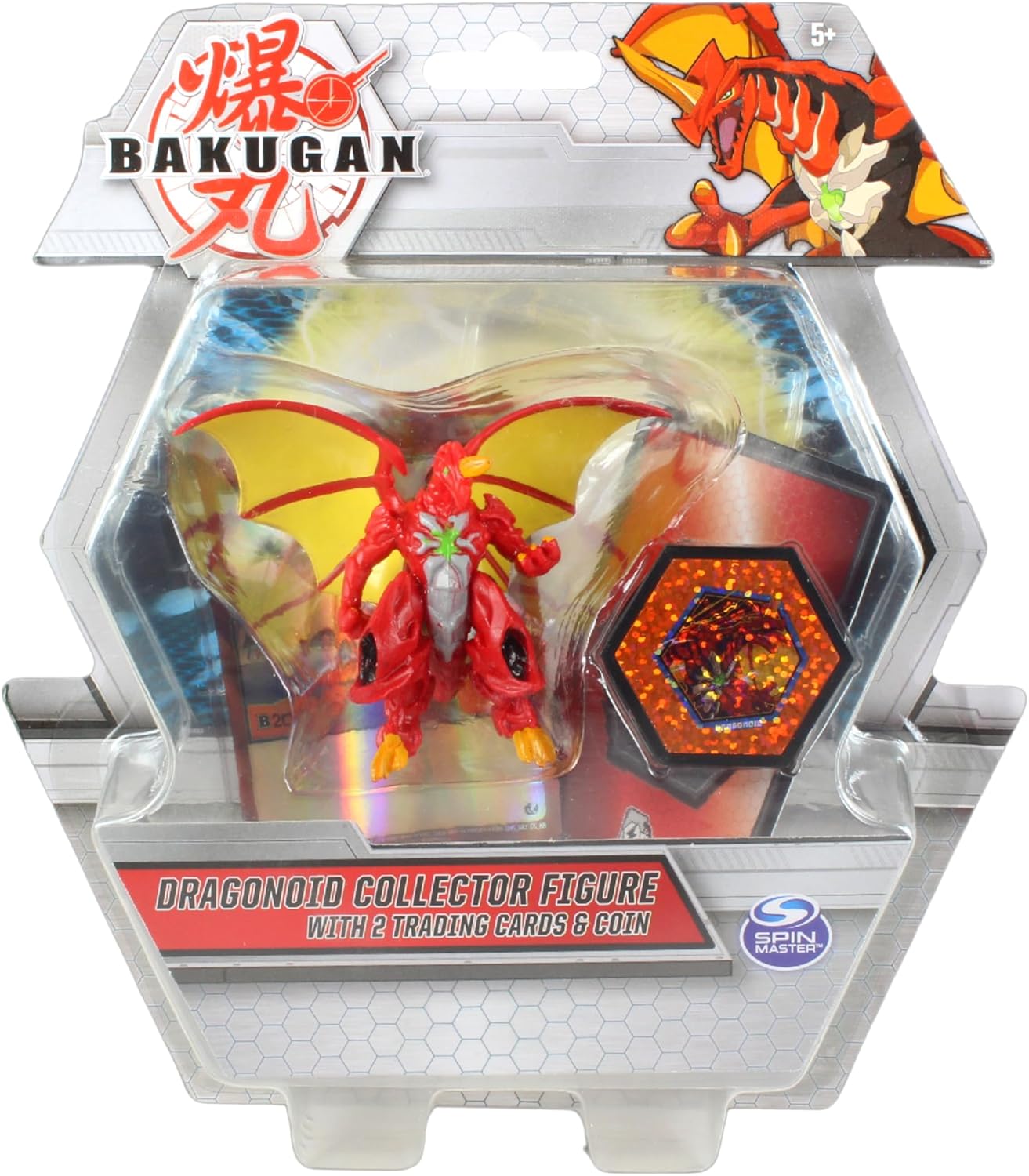 BAKUGAN Dragonoid Yellow Sammelfigur - Mit 2 Karten & Münze, Offizielles Lizenzprodukt