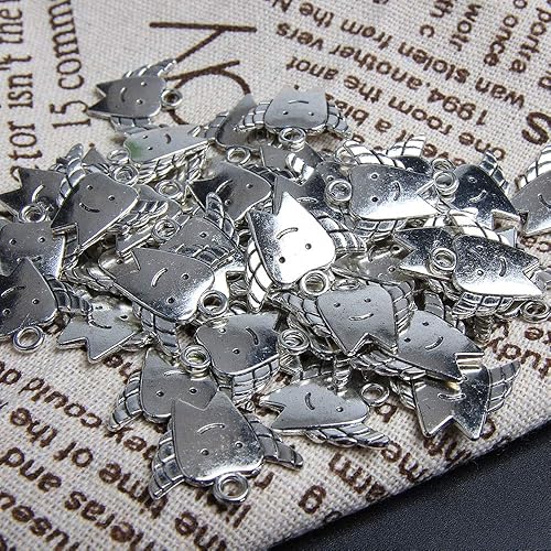 Miniatura 8 de Acxico 50 dijes de hadas tibetanos de plata para niños, 0.709 in, Plata